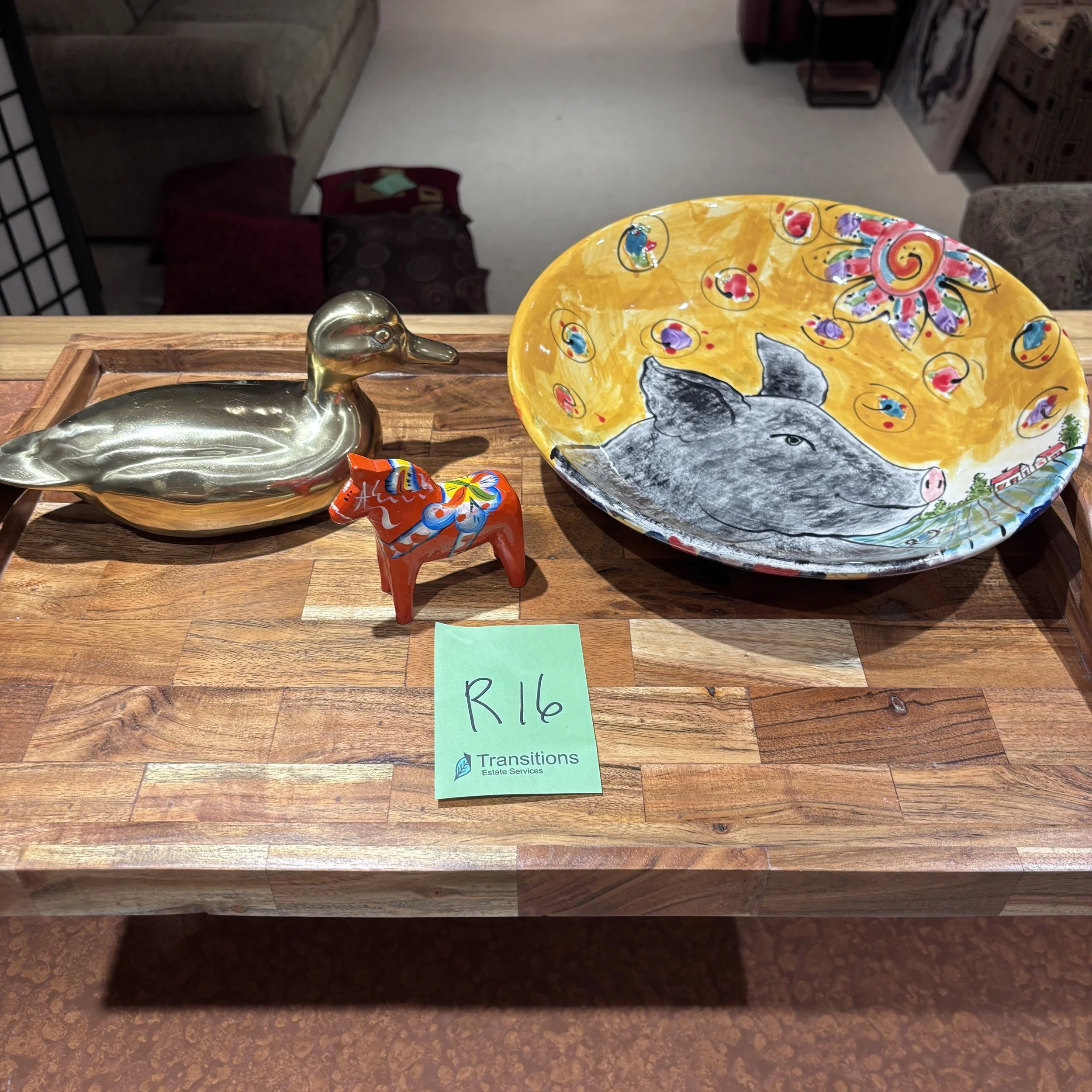 "Pig" Painted Bowl by Ventura