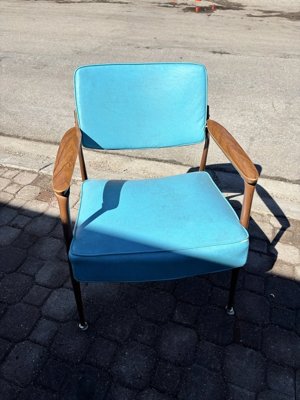 Teal Vinyl Mid-Century Chair