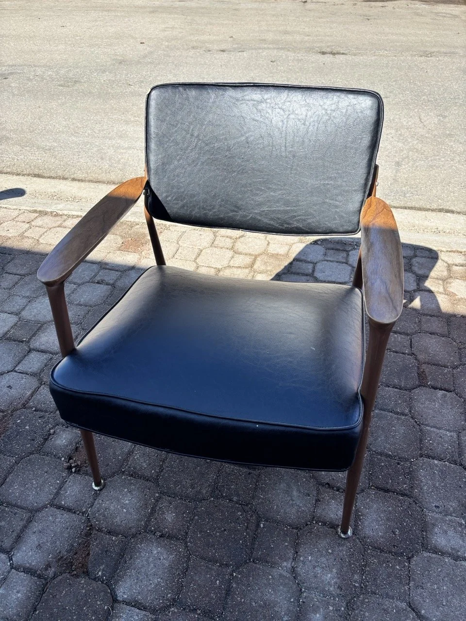 Black Vinyl Mid-Century Chair