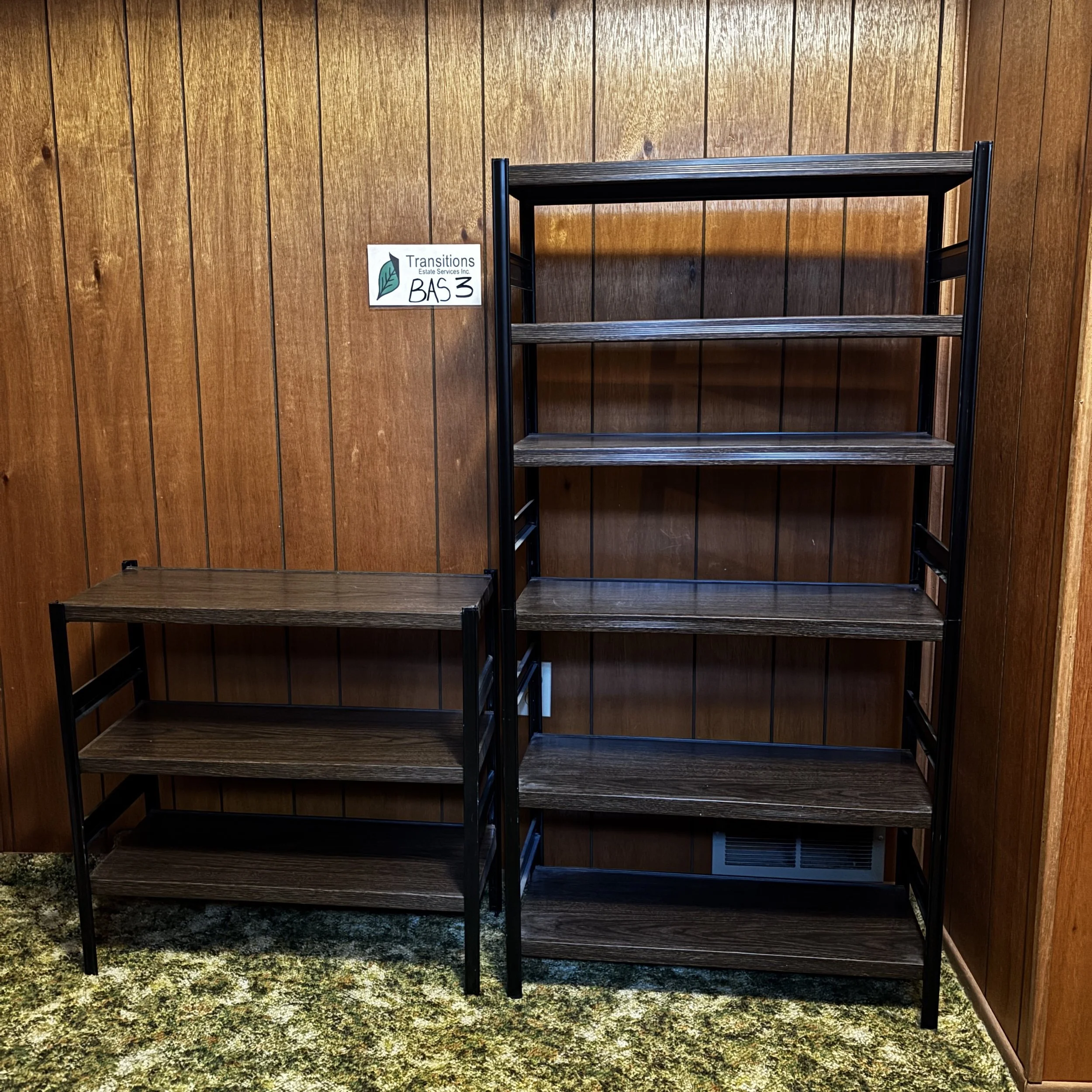 Three-Piece Modular Metal Shelving.