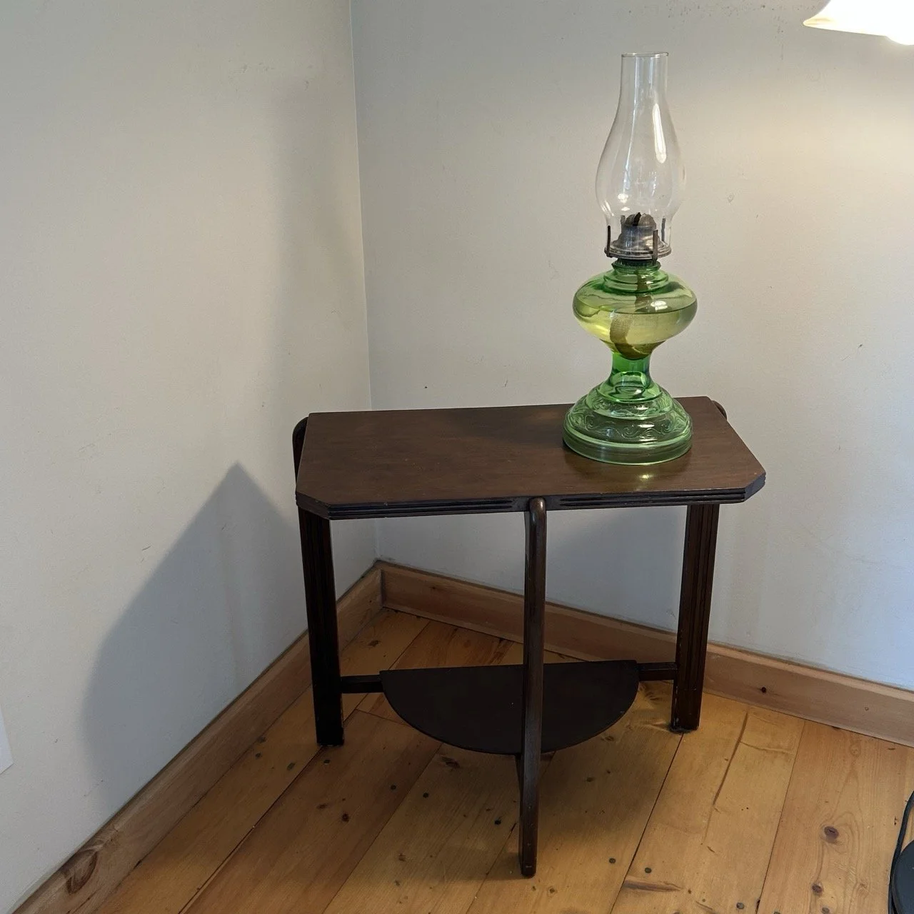 Depression Glass Oil Lamp and Console Table
