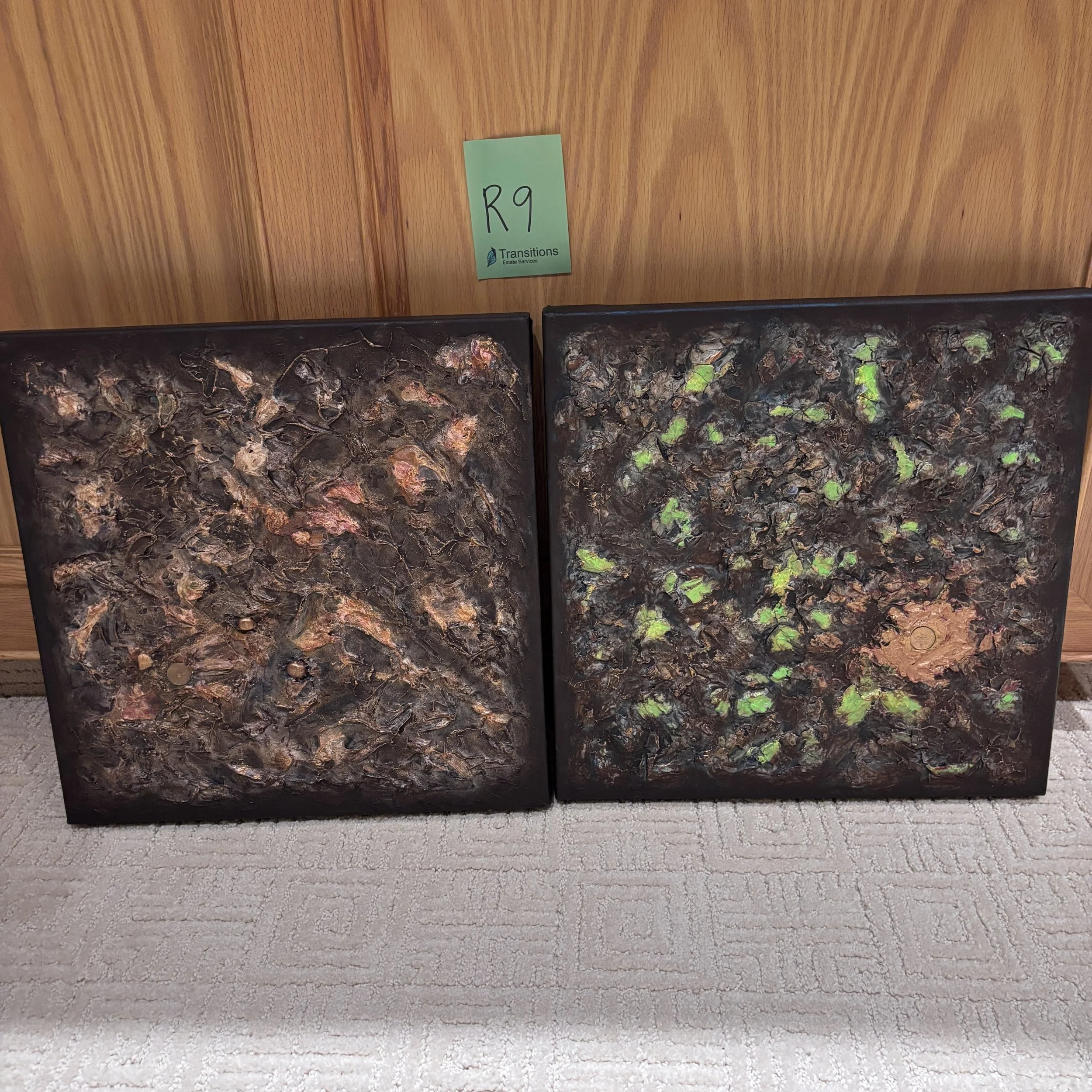 Carol Ward Signed Multi Media on Canvas Pair