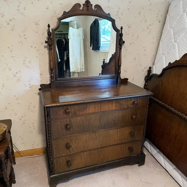 The Knechtel Furniture Co. Antique Dresser with Pretty Vanity Set