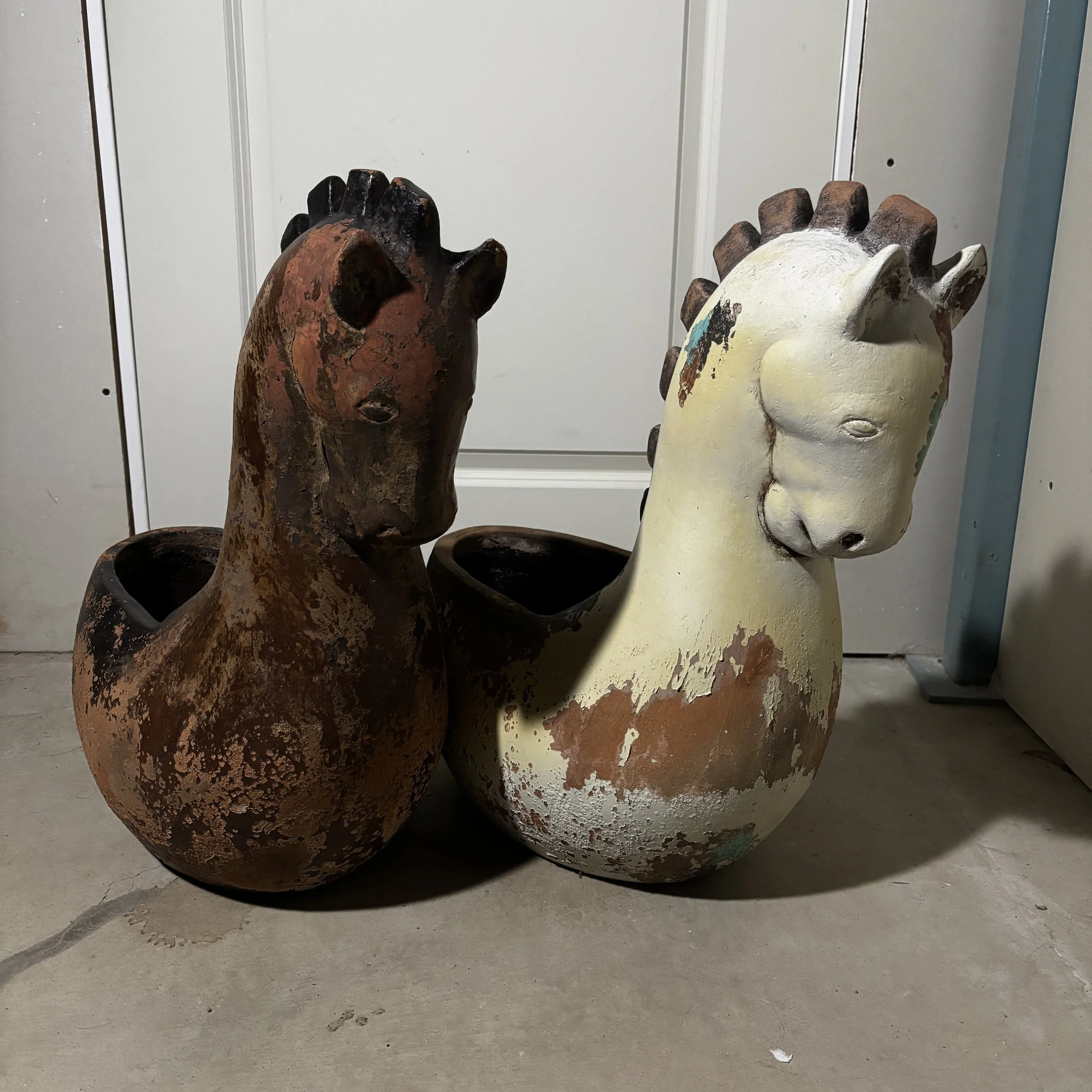 Large Clay Horse Planters