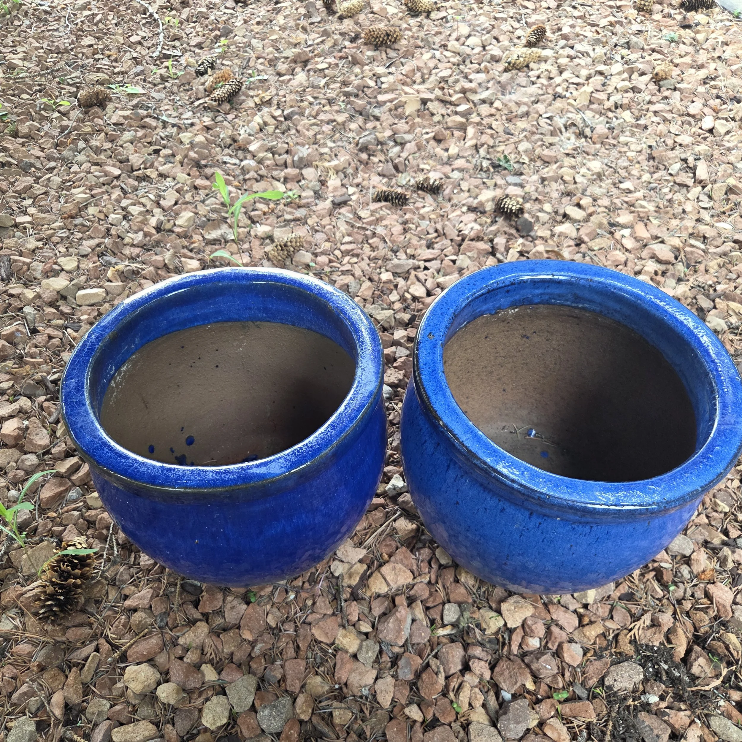 Smaller Blue Ceramic Pots