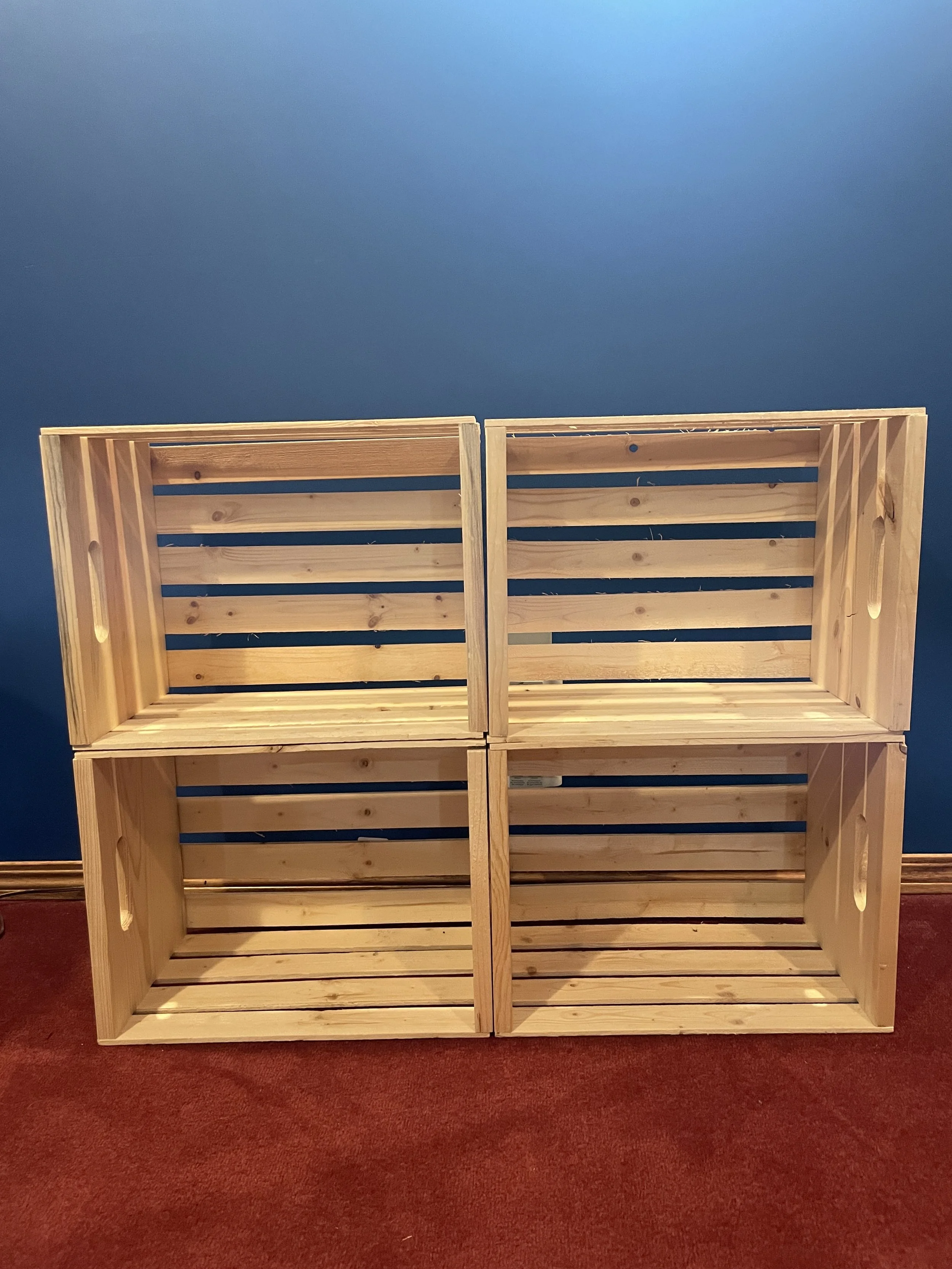 Four Unfinished Wood Apple Crates