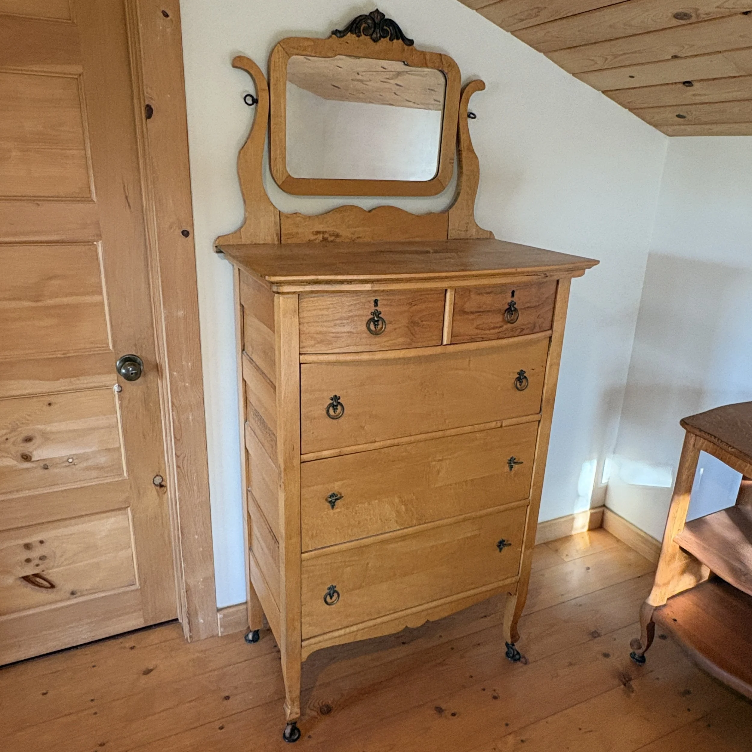 Wooden Highboy with Vanity