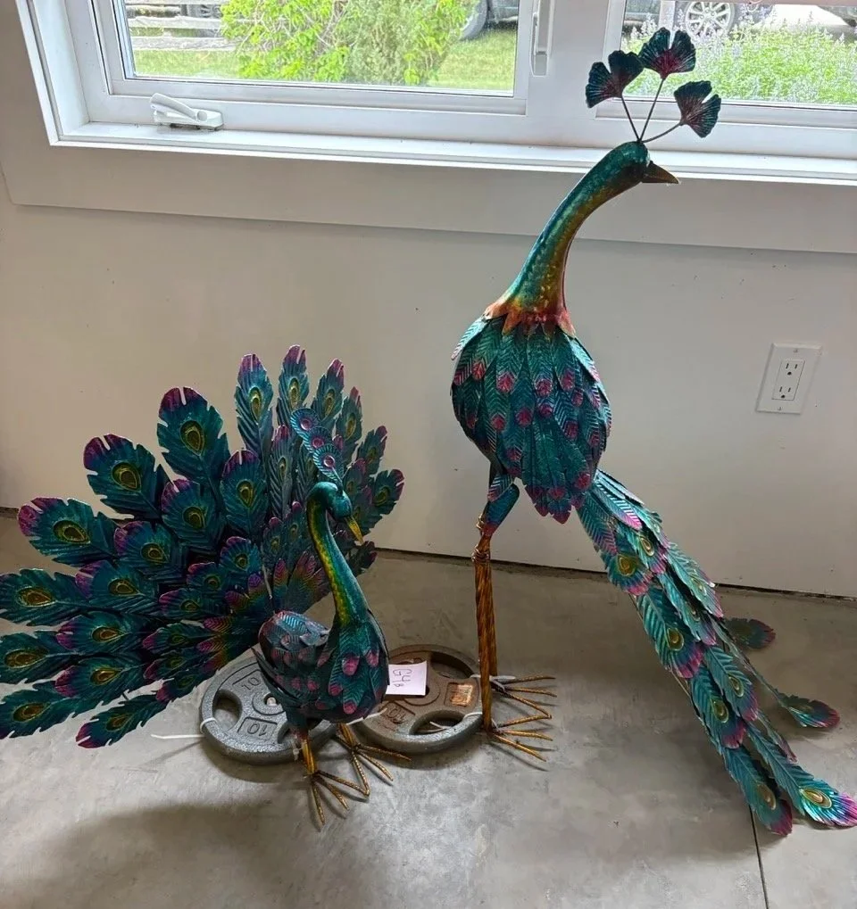2 Metal Peacocks