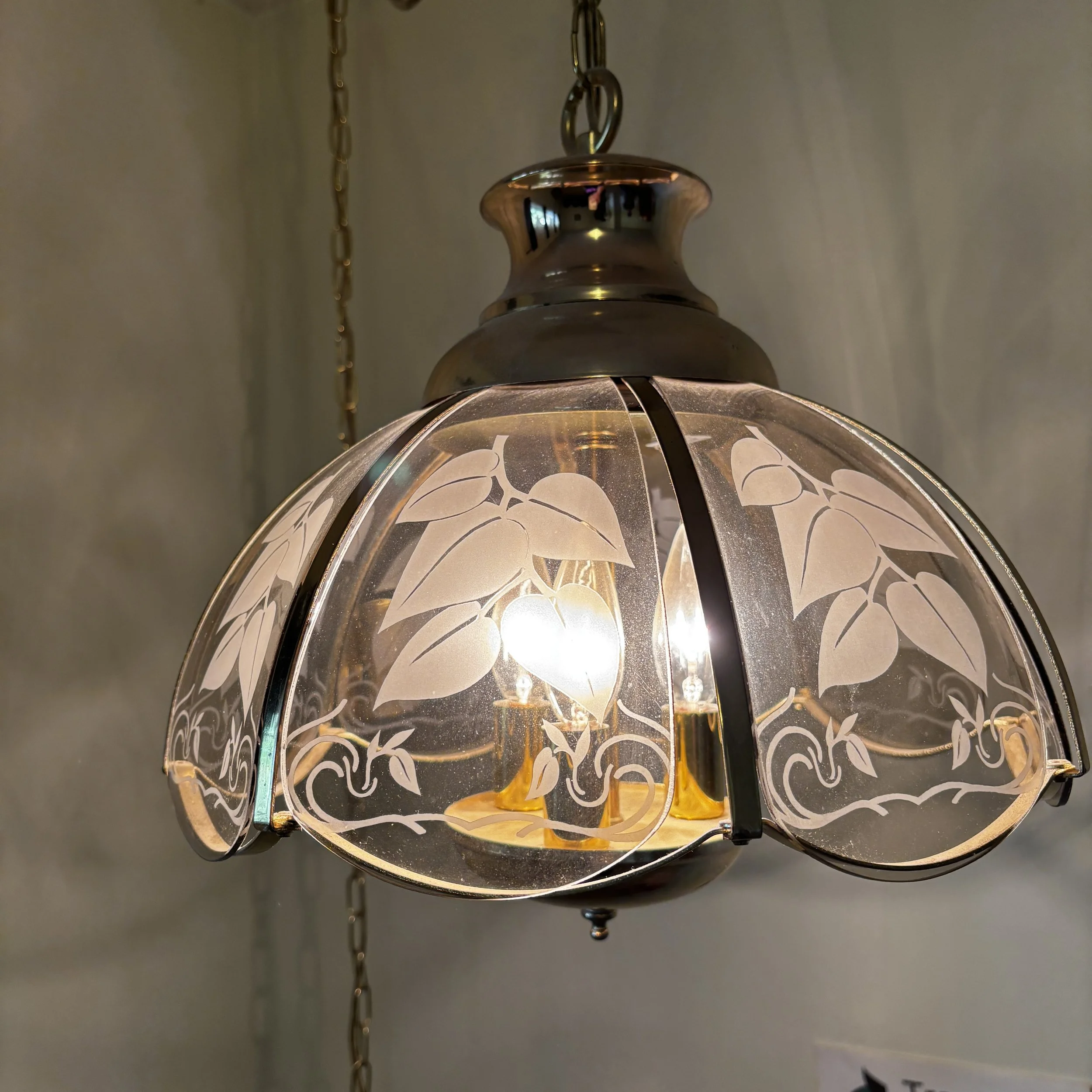 Brass & Glass Swag Lamp