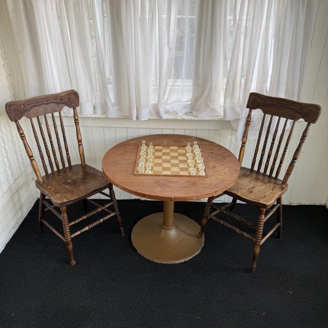 Chess Table & Pressed Back Chairs