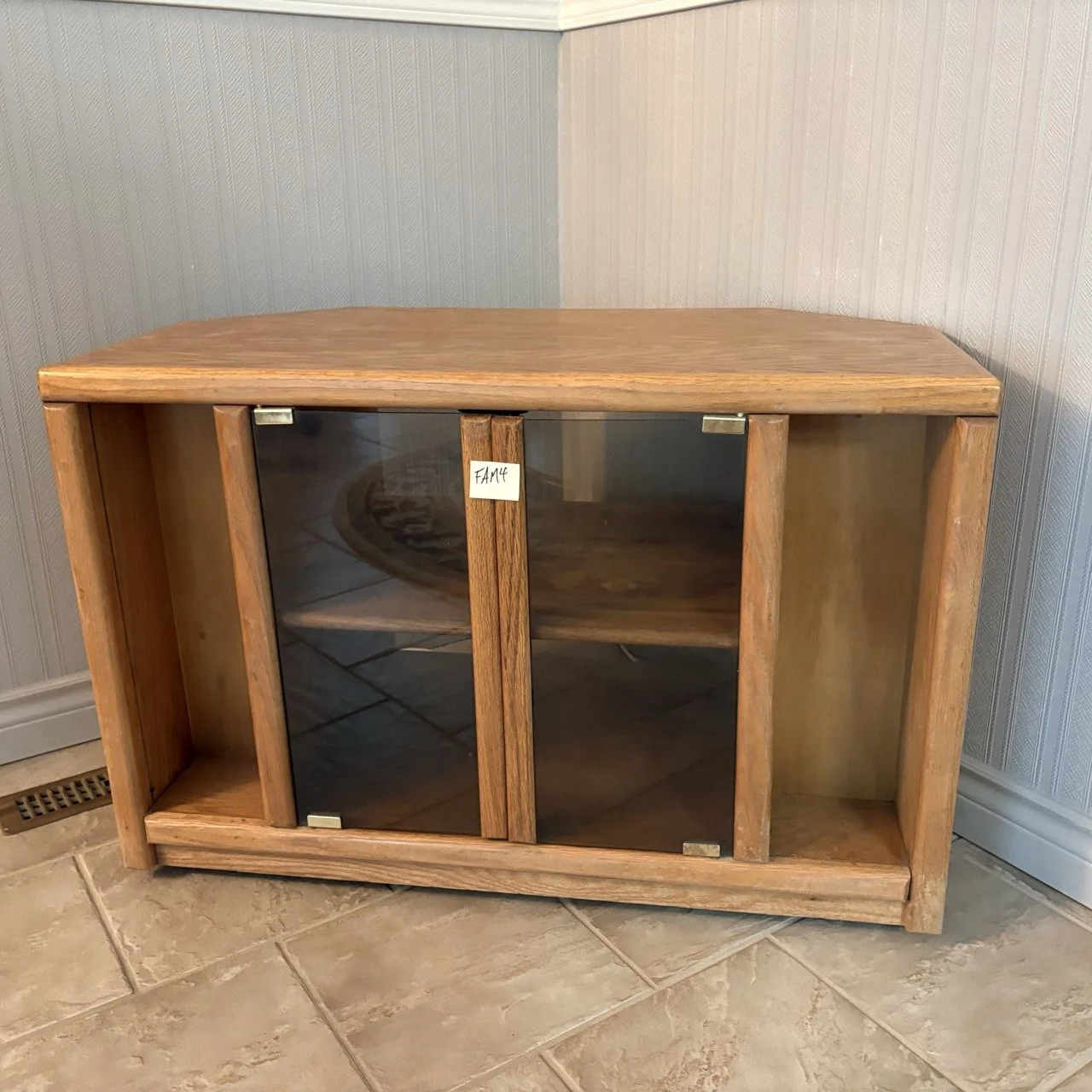 Wooden TV Stand w/ Glass Doors