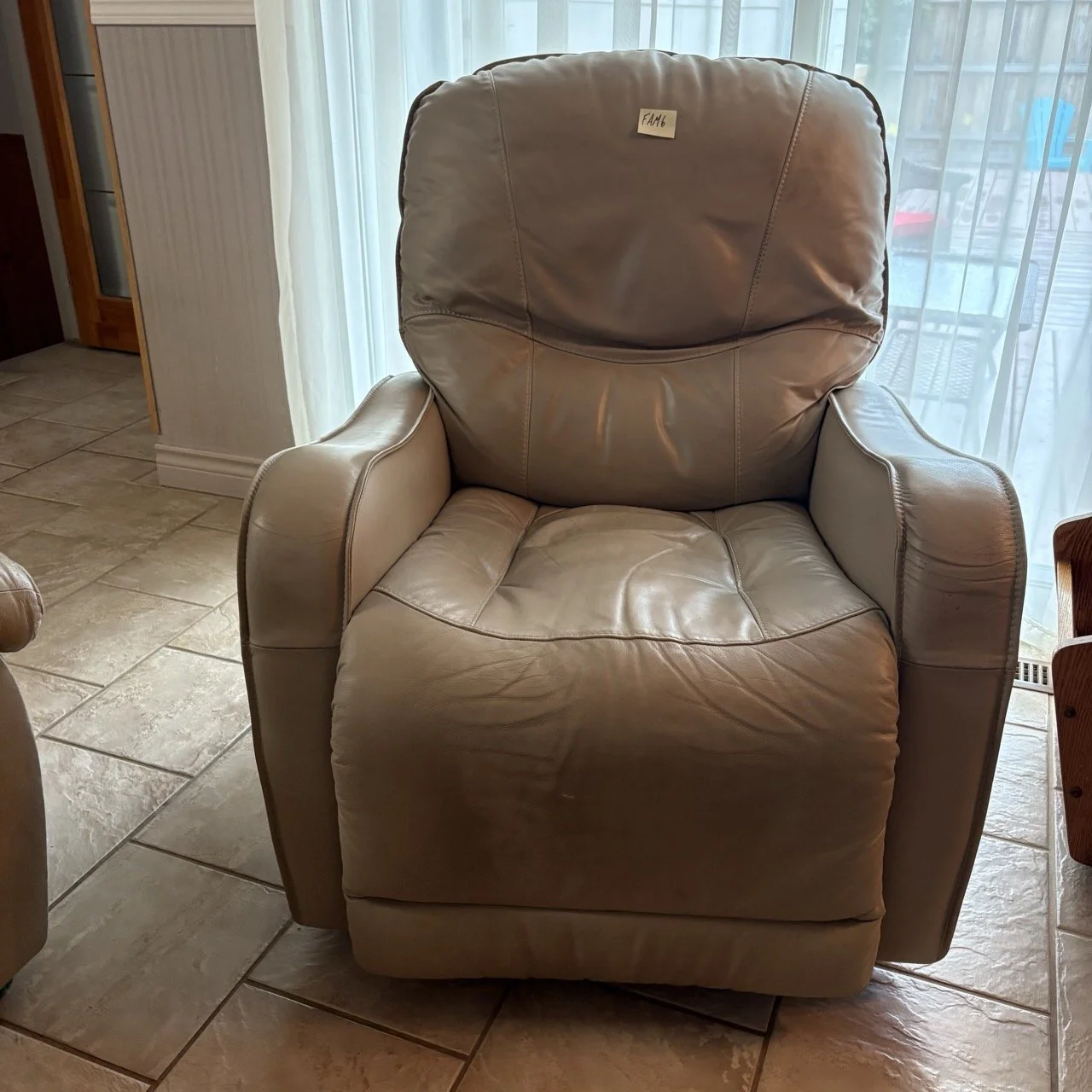 Beige Leather Recliner