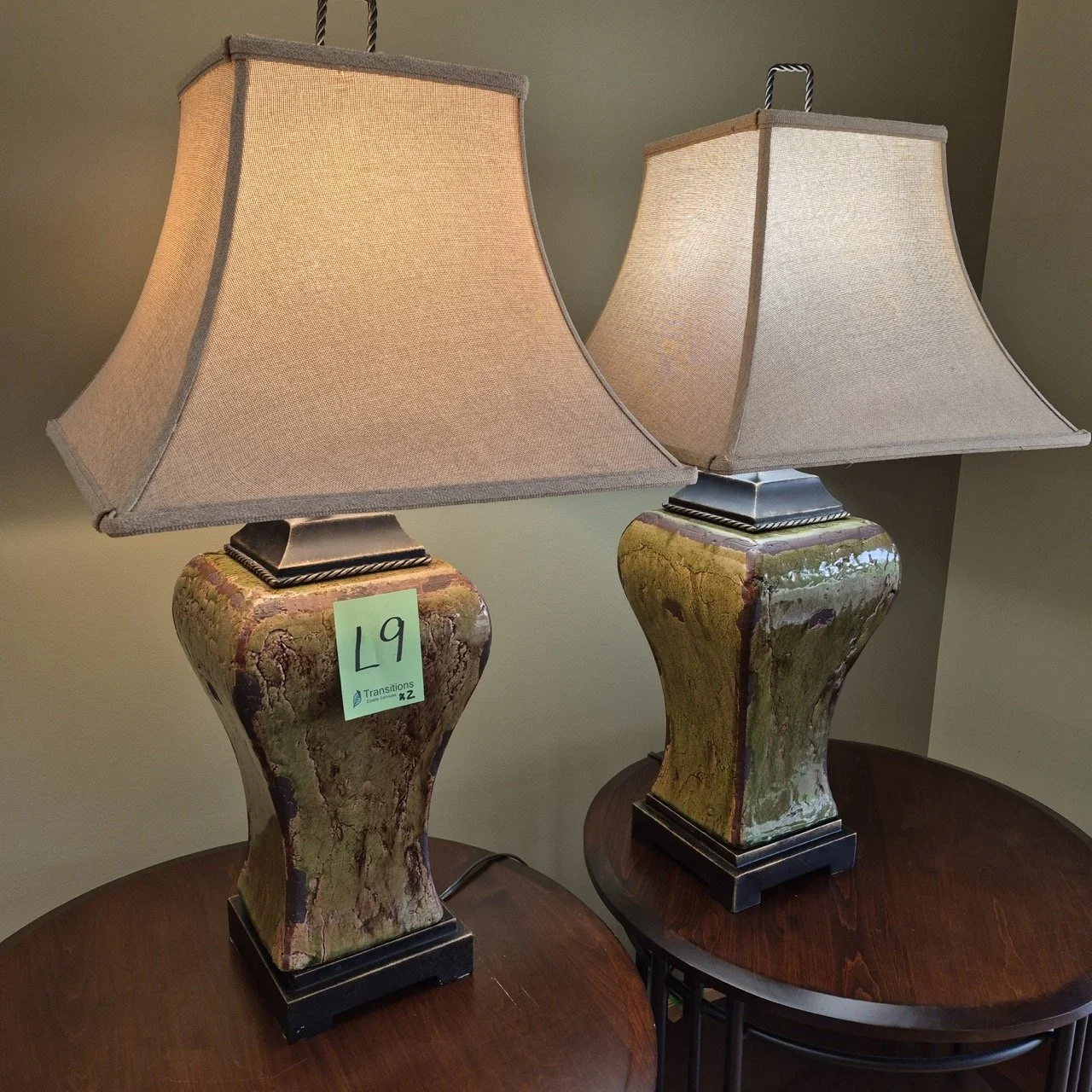 Set of Two Heavy Pottery-Base Lamps