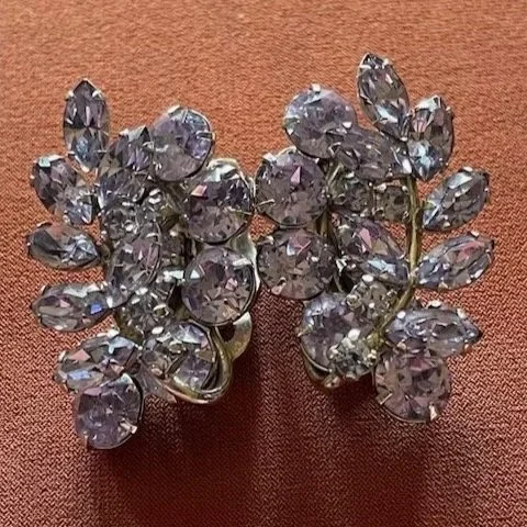 Sherman Vintage Lavender Rhinestone Earrings