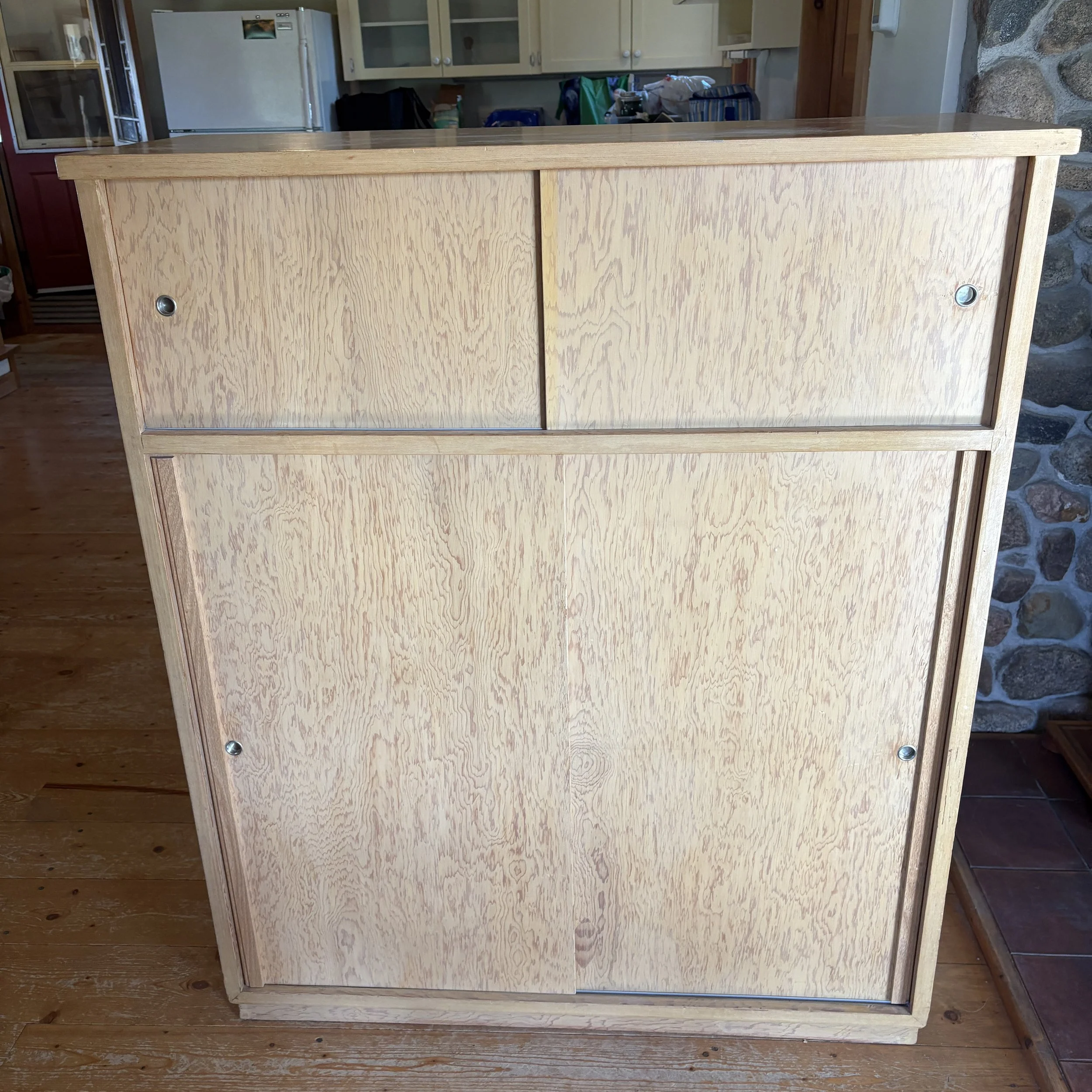 Custom Wooden Cabinet with Sliding Doors.
