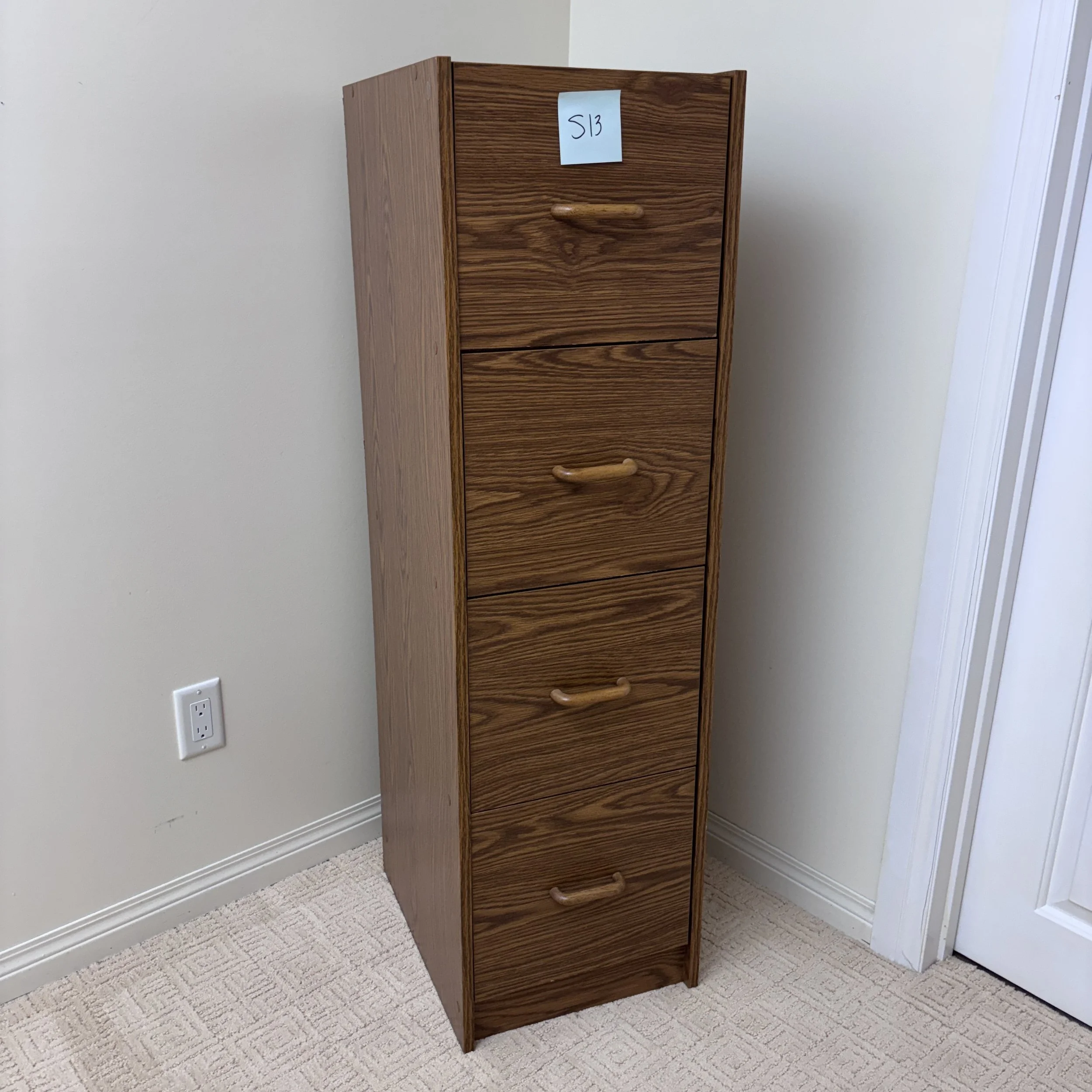Wood-Look 4-Drawer Filing Cabinet