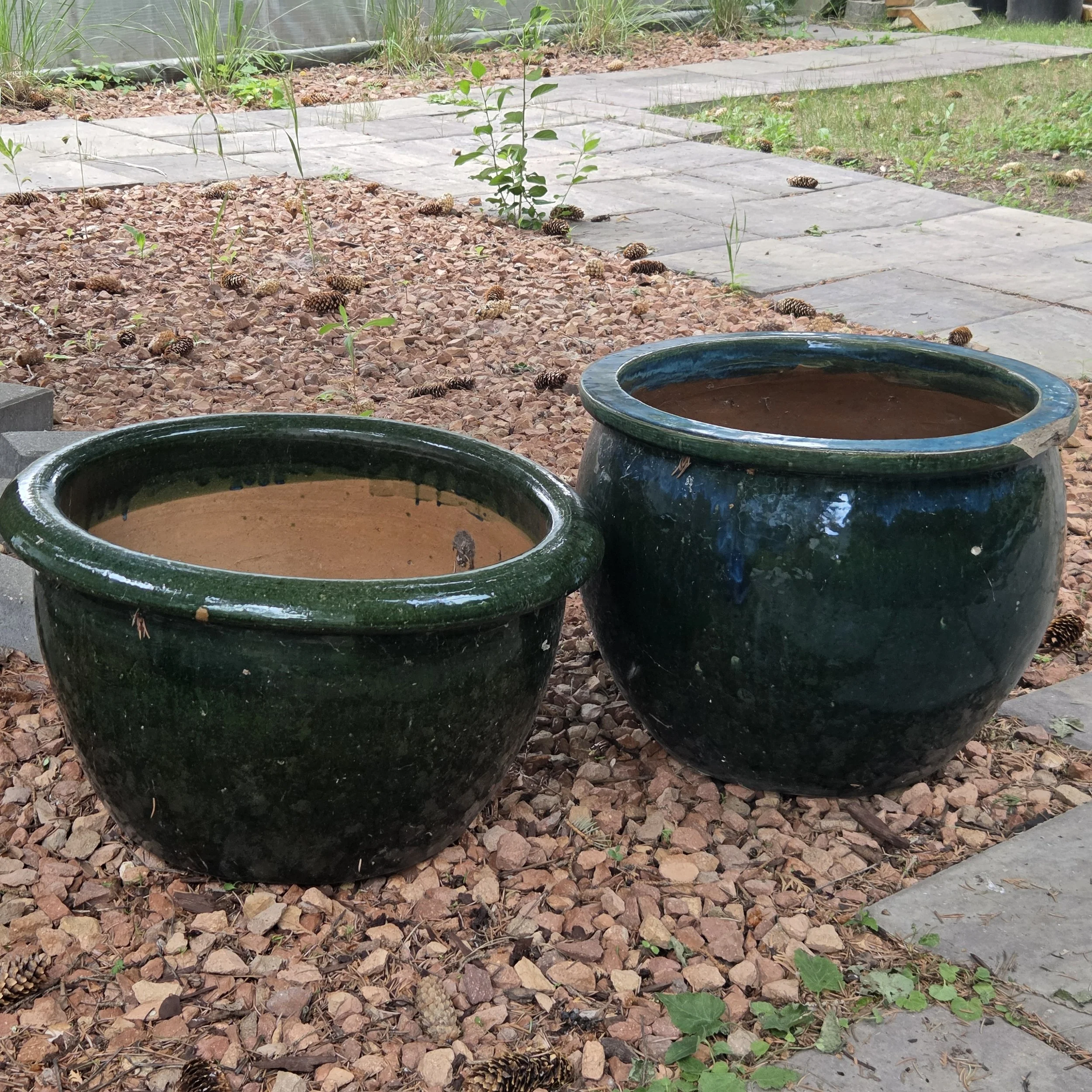 Large Green Ceramic Pots