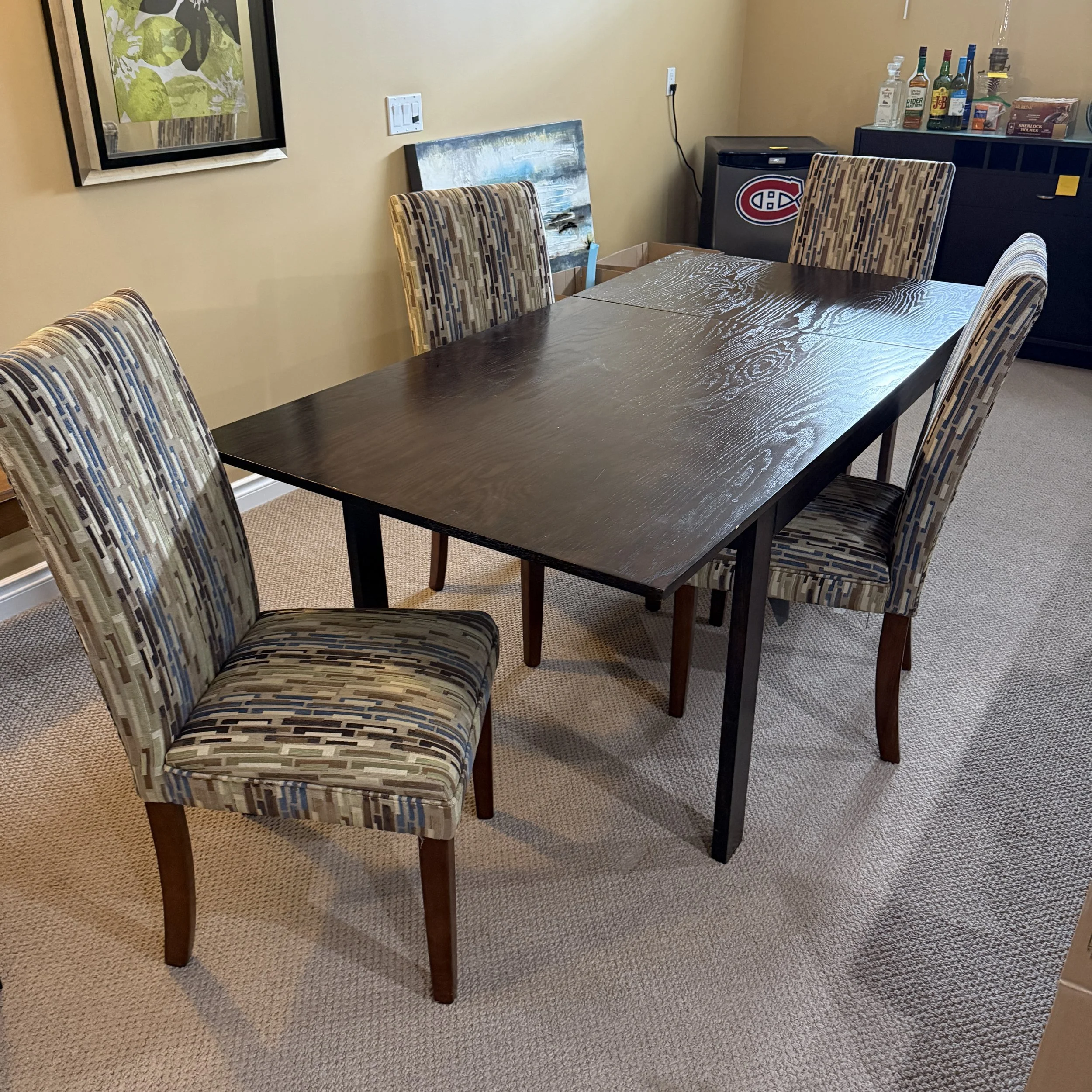 Table with 4 Upholstered Chairs