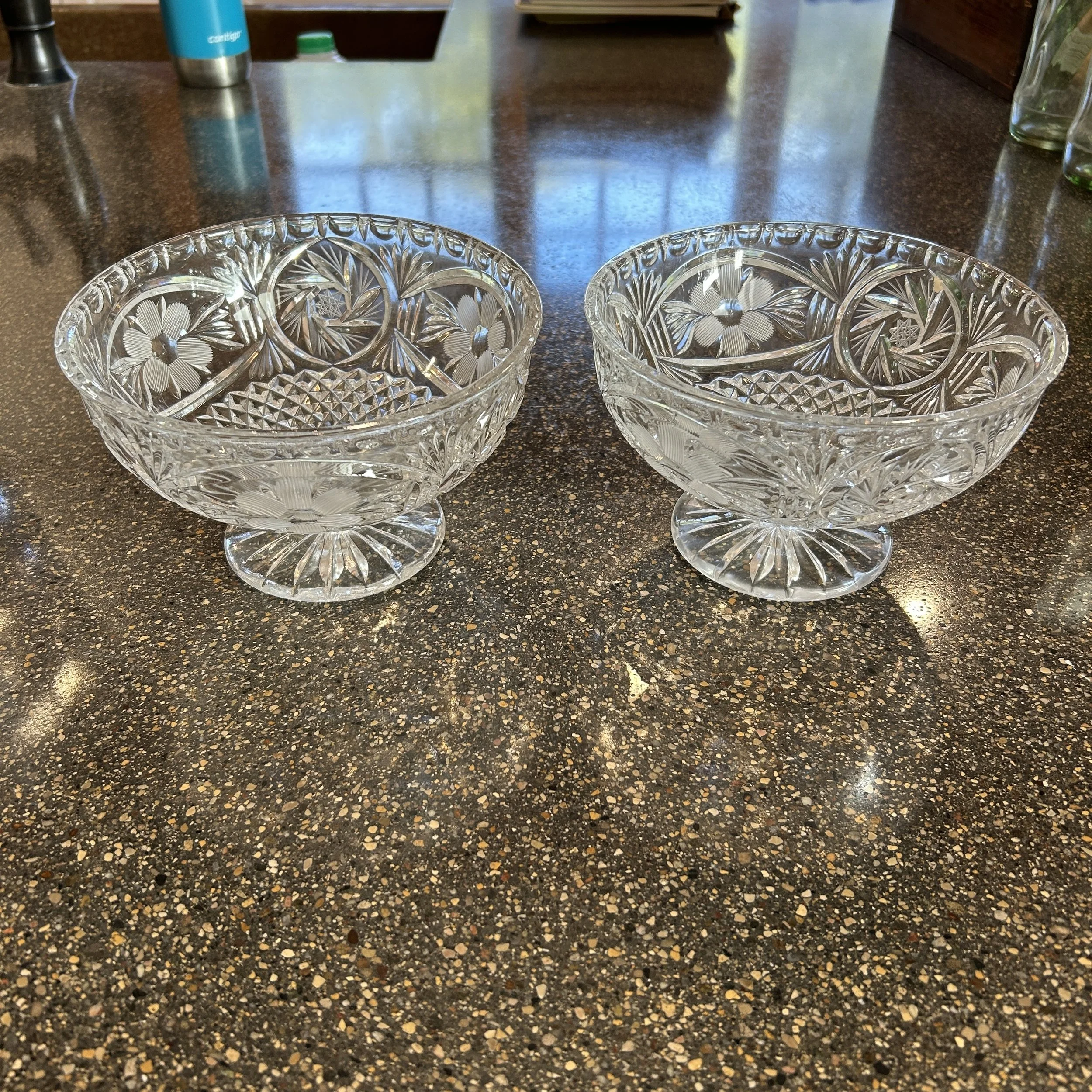 2 Crystal Pedestal Bowls