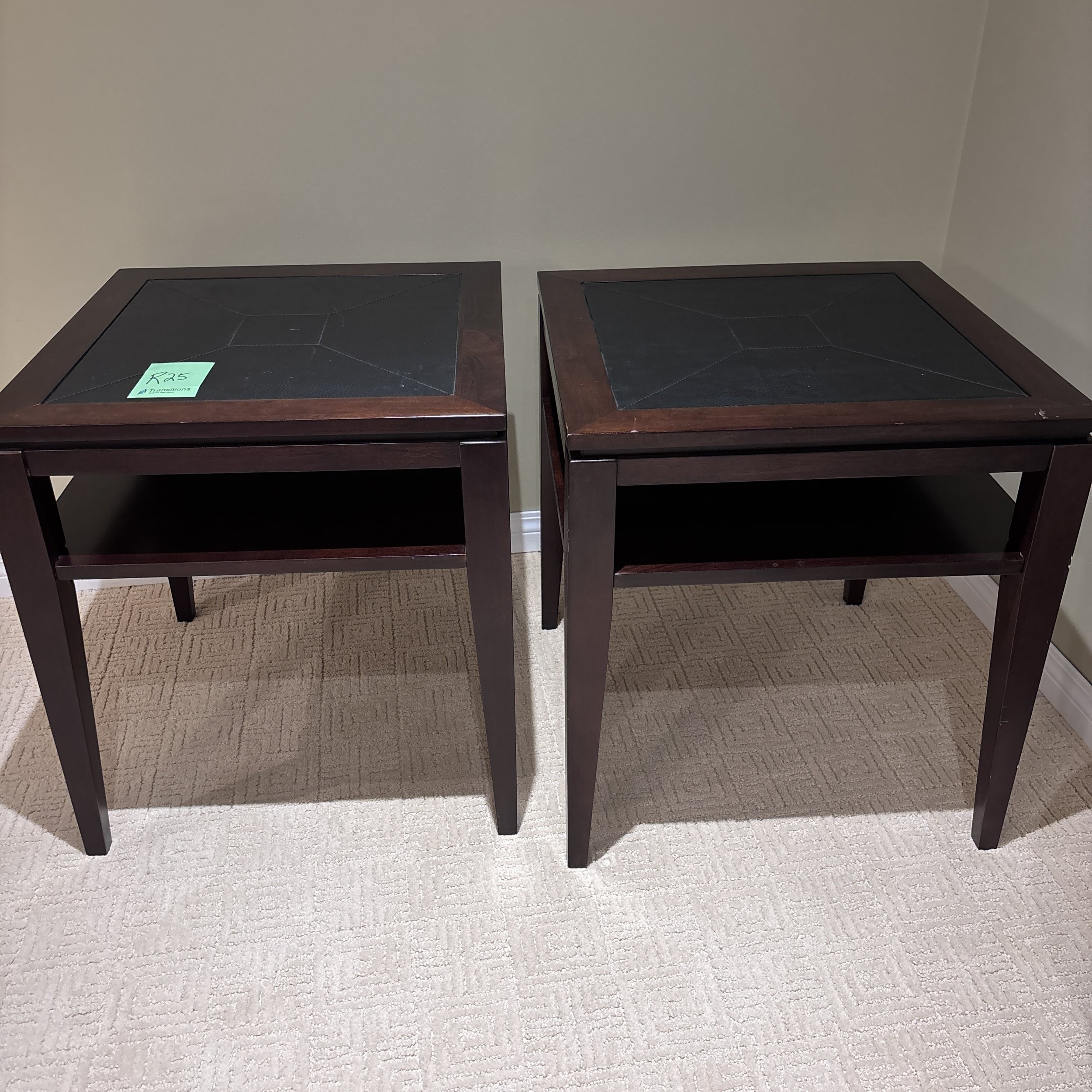 Mack Leather-Top End Tables - Set of Two