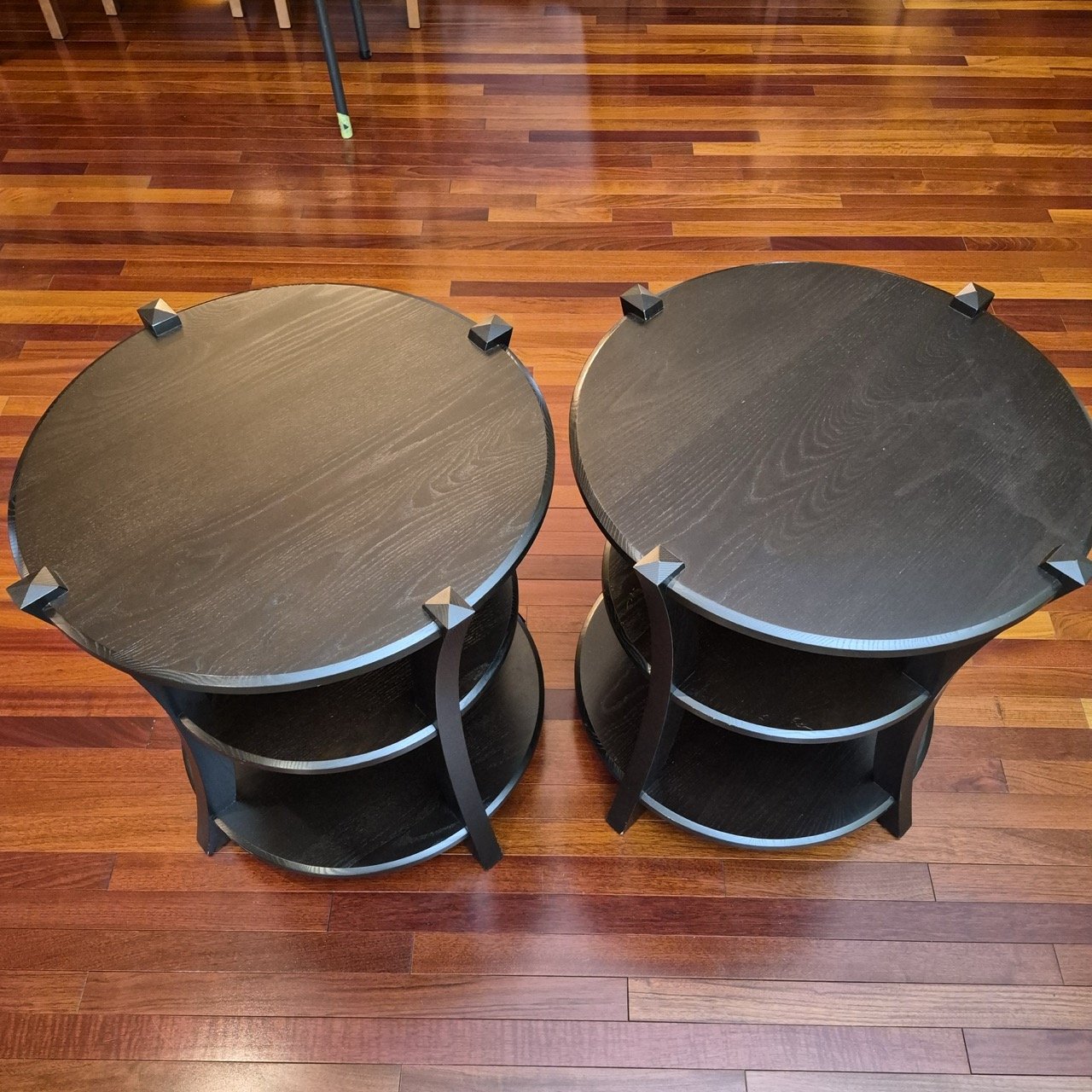Set of Two Modern 3-Tier Wooden End Tables