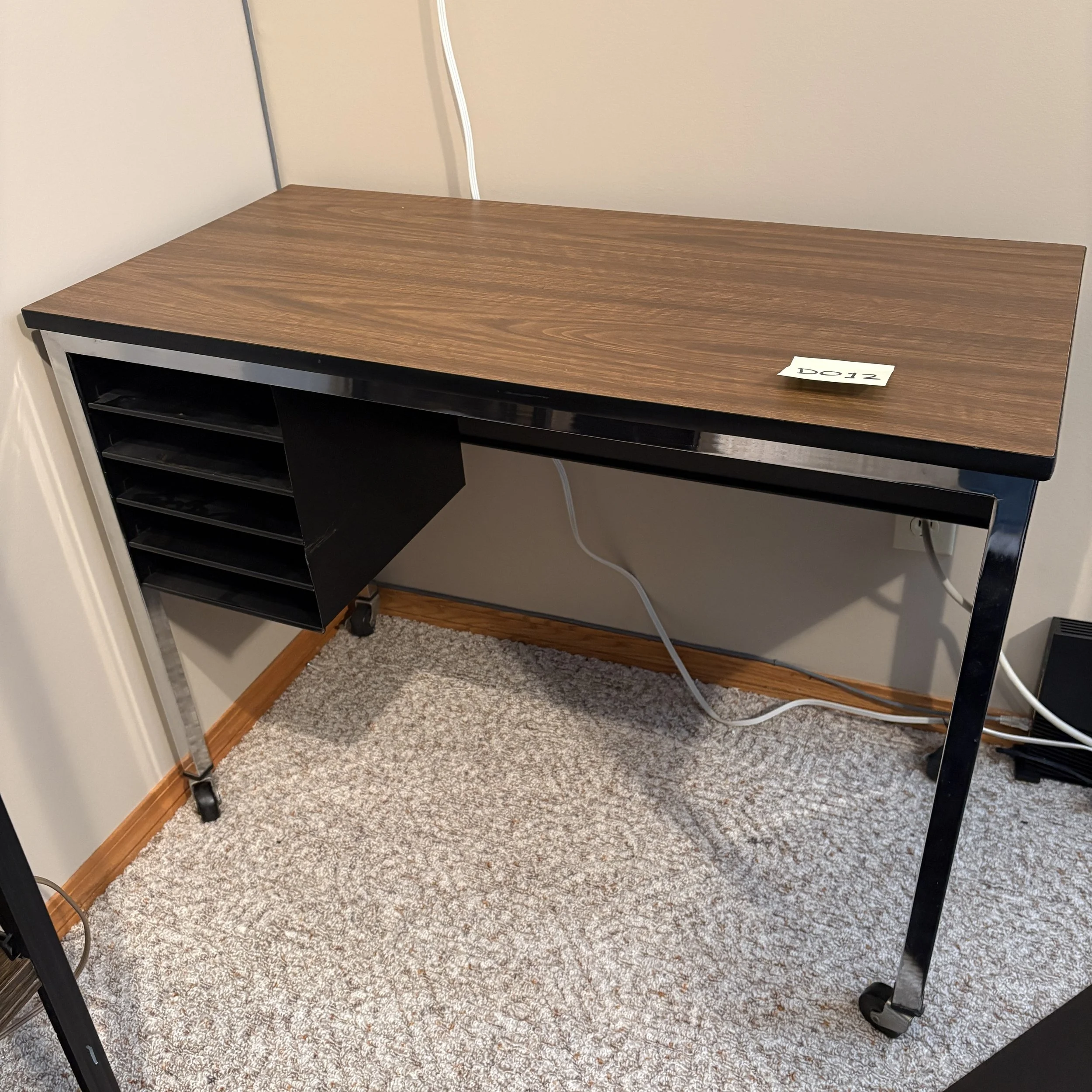 Small Metal and Laminate Rolling Desk