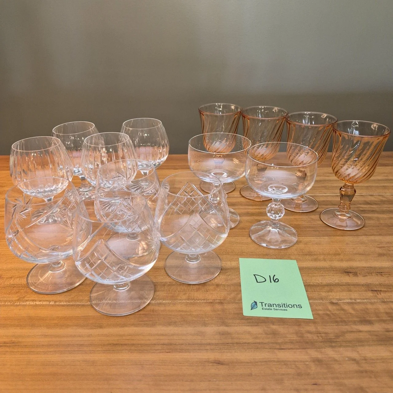 Vintage Rosaline Pink Swirl Wine Glasses by Cristal D'Arques-Durand, and Cognac Glasses