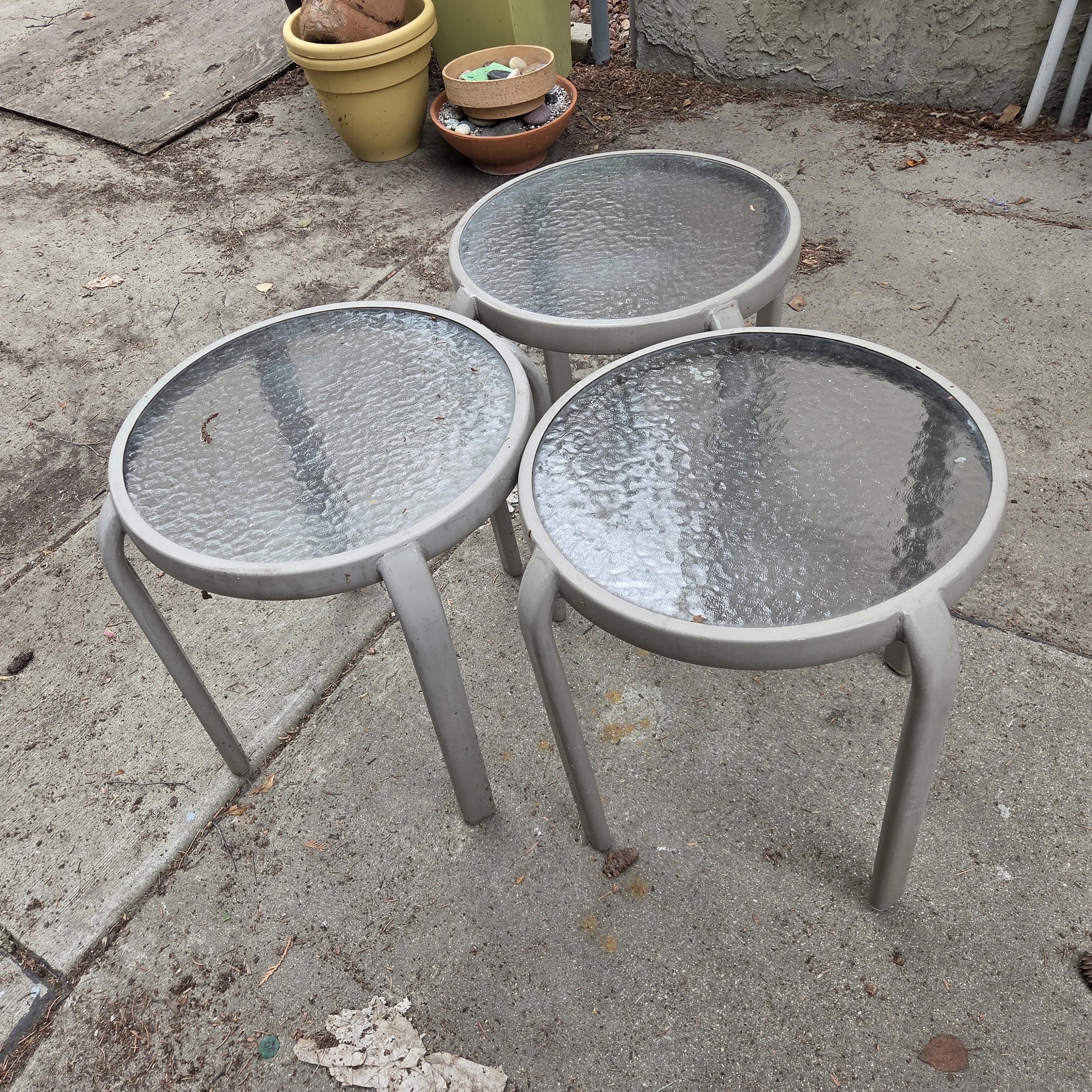 3 Metal Glass Side Tables