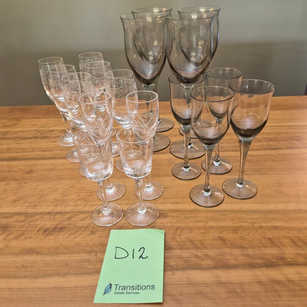 Collectible Cristal d'Arques-Durand Dampierre and Smoked Glass Wine/Liqueur Glasses