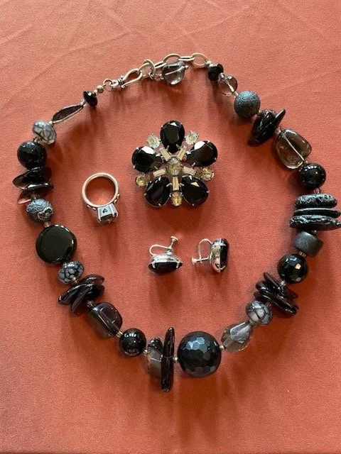 Polished Rock Necklace, Ring, and Earrings
