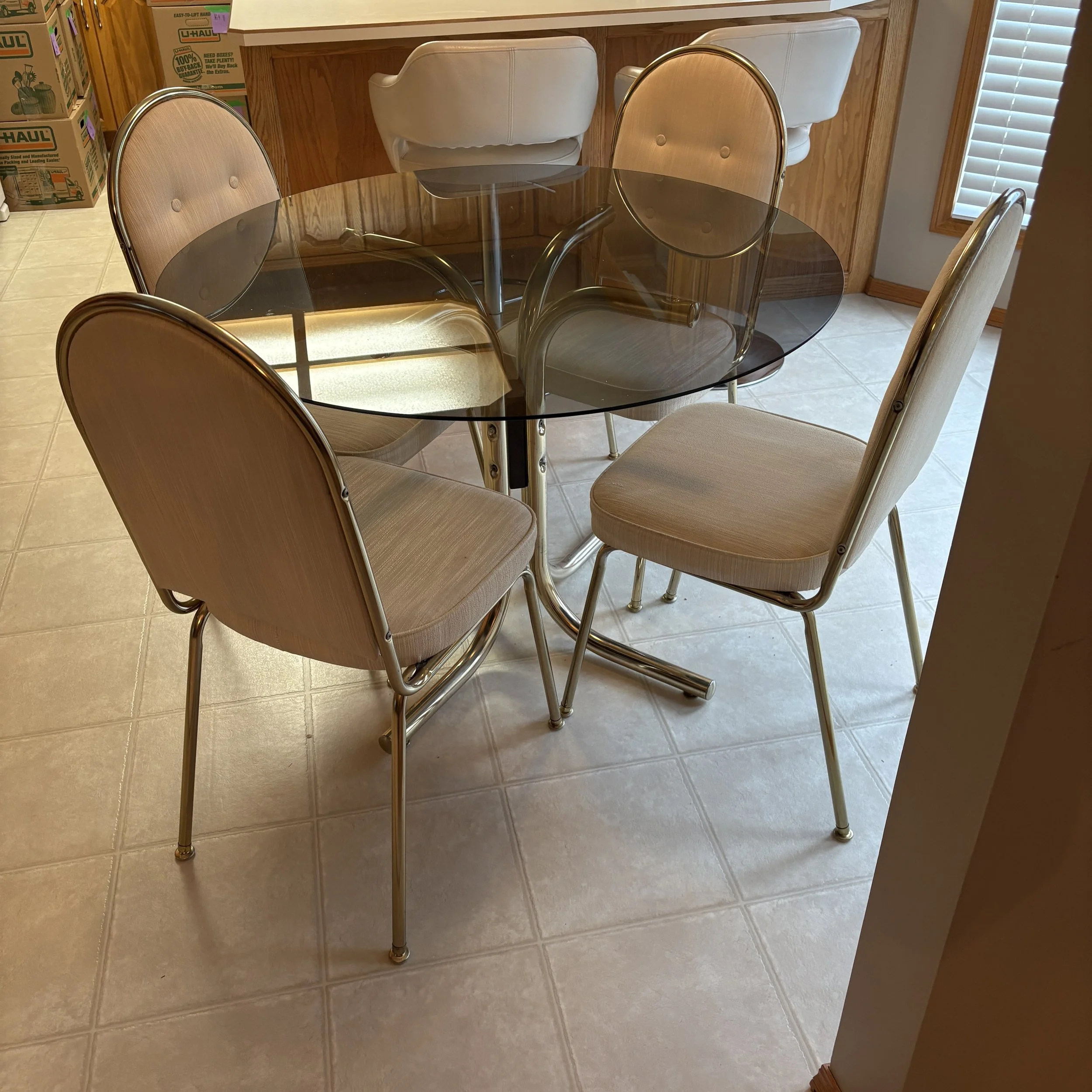 Round Brass & Glass Dining Set