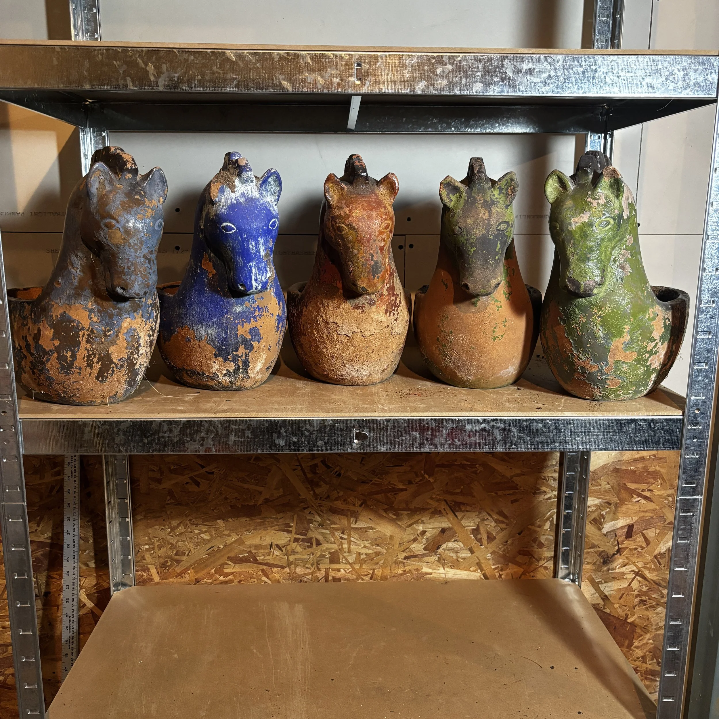 Rustic Clay Horse Plant Holders