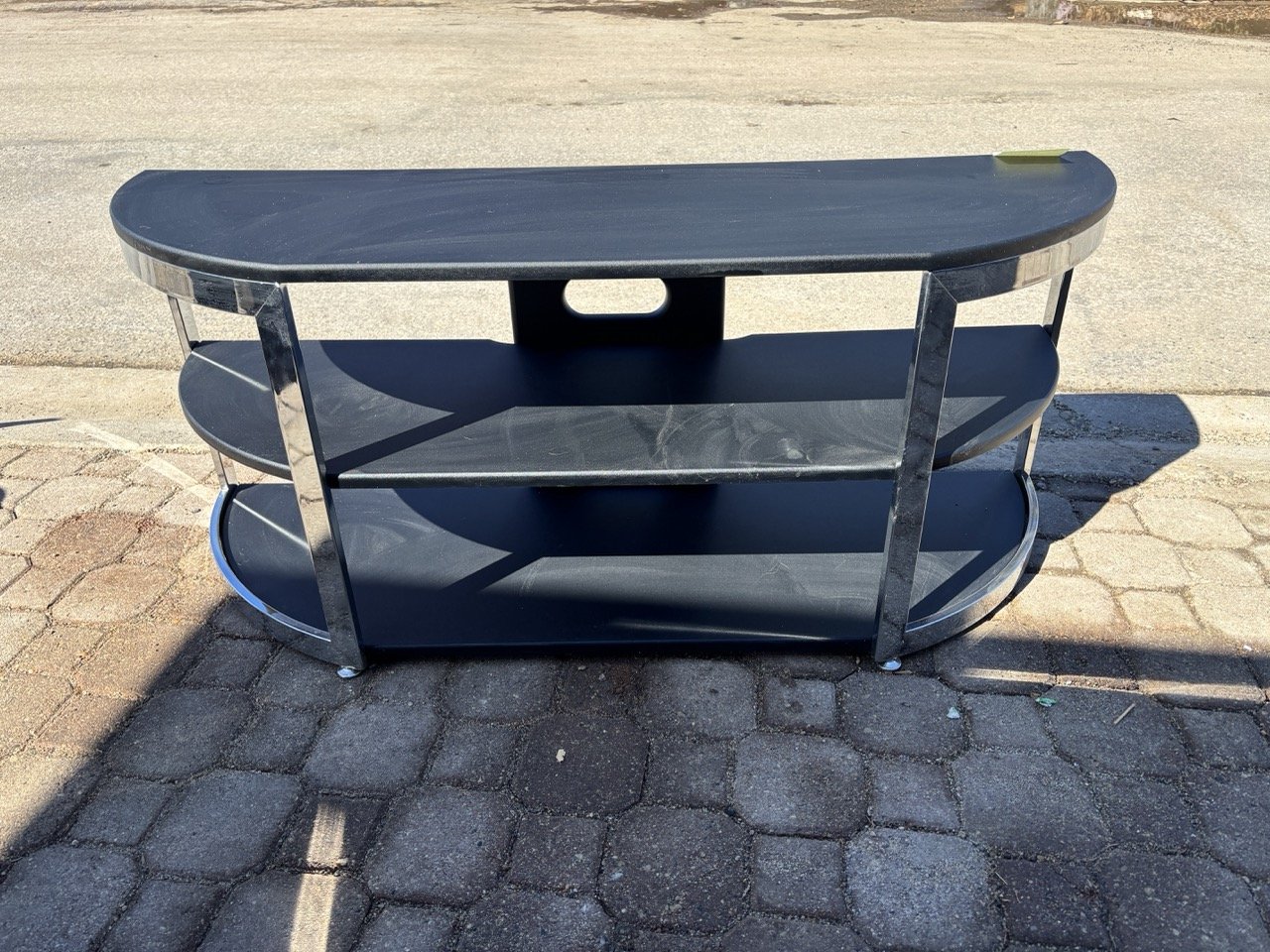 Half Moon TV Stand w/ Shelves