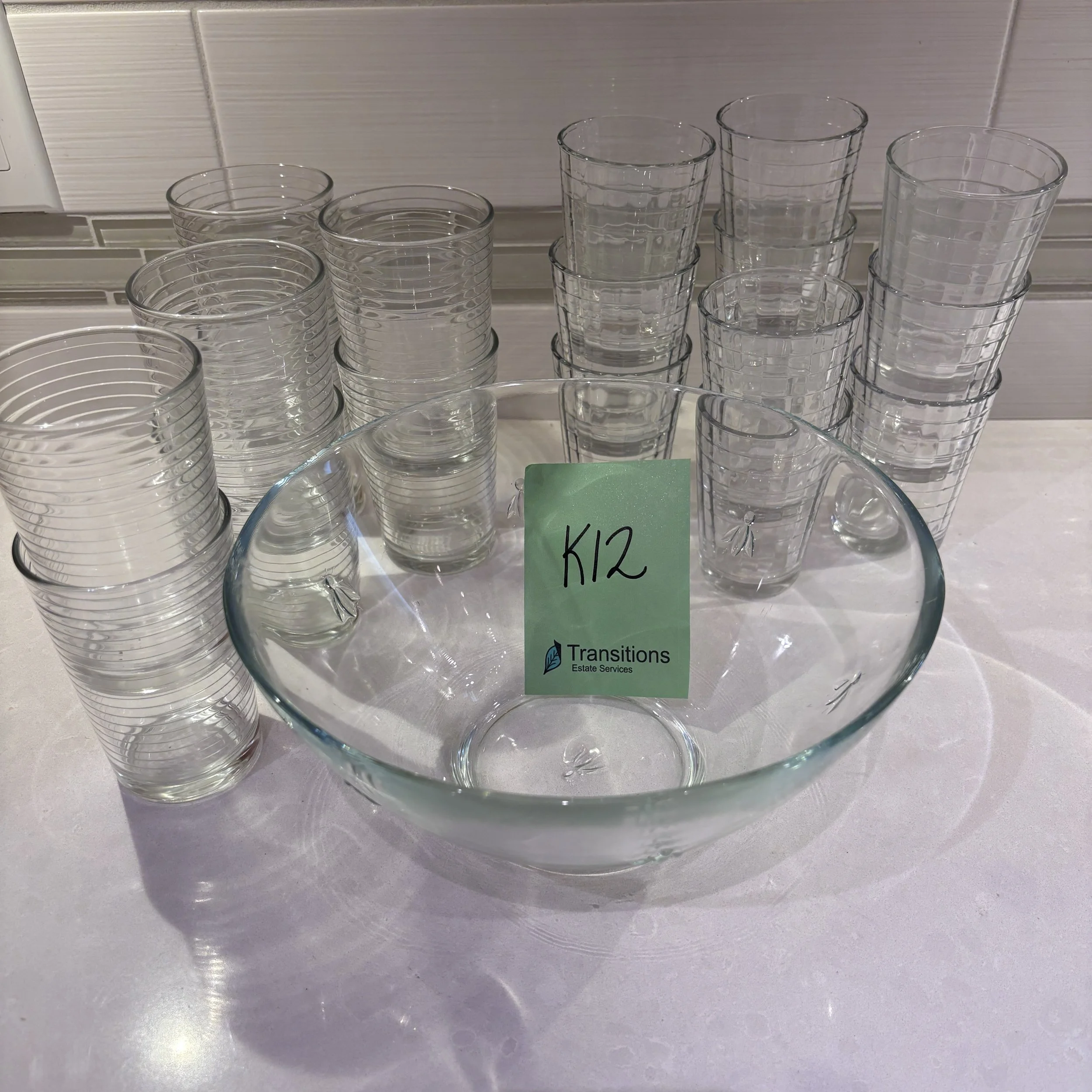 Glass Tumblers and Bowl