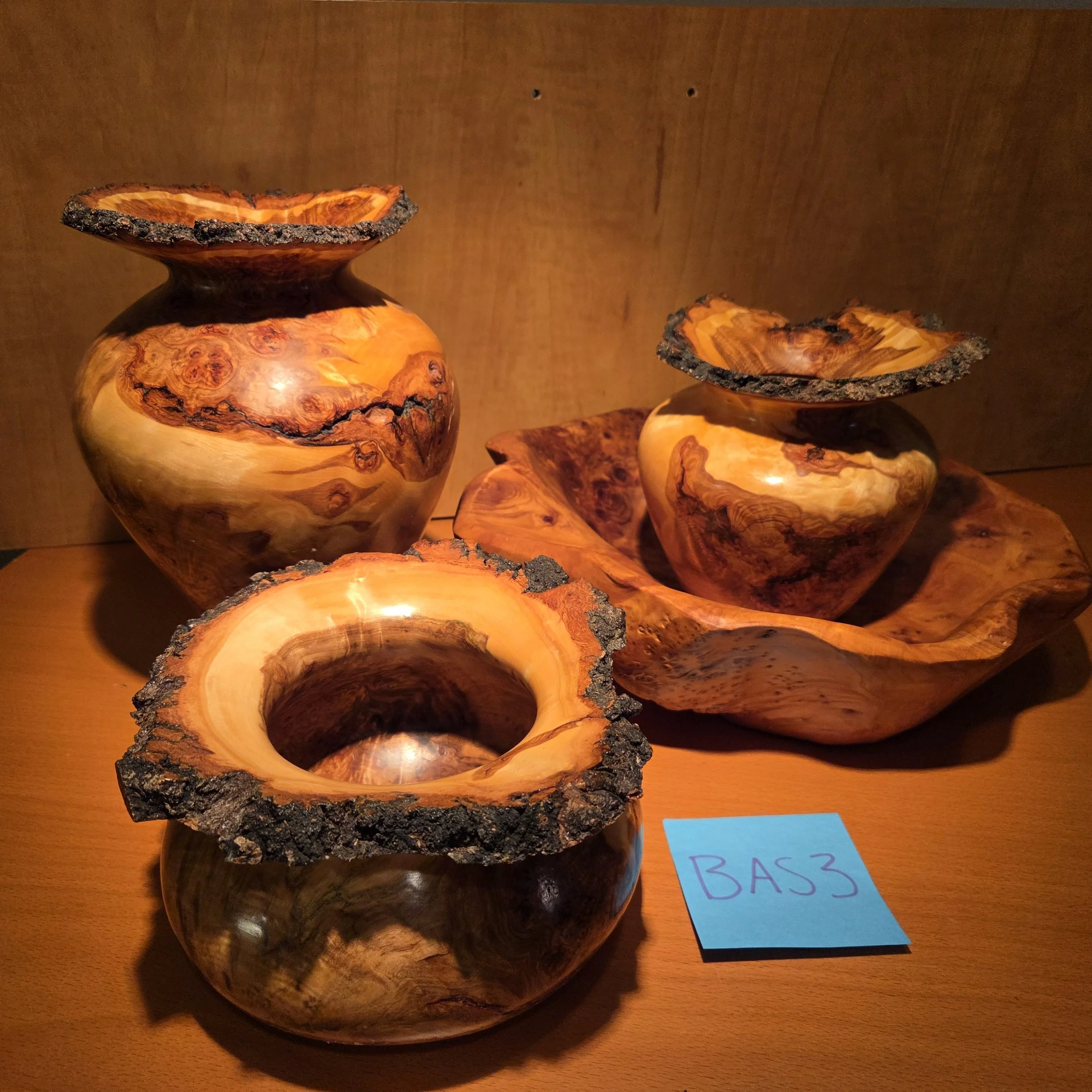 Aspen Wood Turned Vases and Bowl