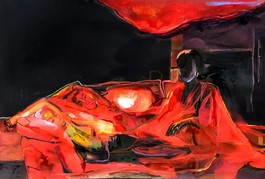   Communion   40’’ x 30’’  Archival pigment print, color sticks, acrylic, ink on paper 