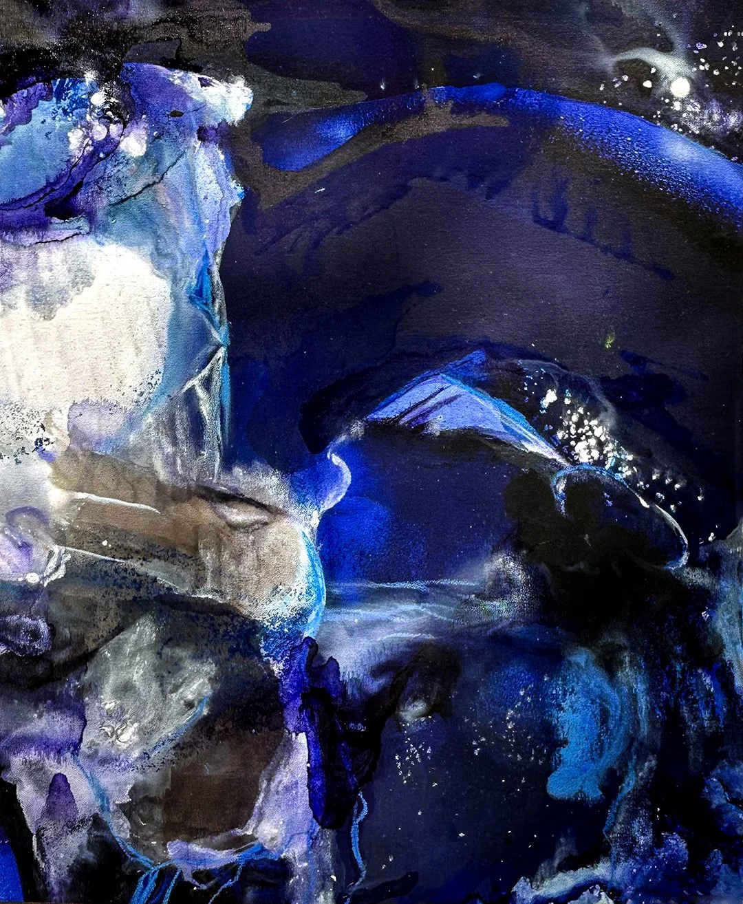   Ocean   20’’ x 24’’  Archival pigment print, color sticks, acrylic, ink on linen 