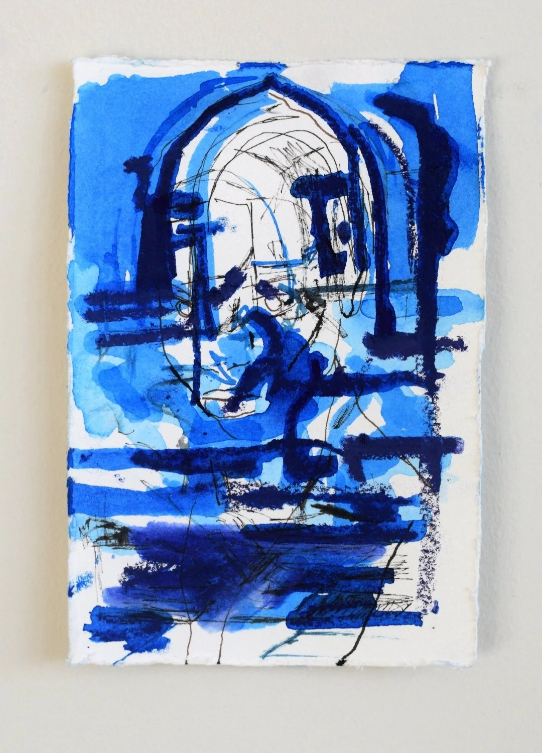   Blue Abstract 1   4 × 6 in  Ink on Paper 
