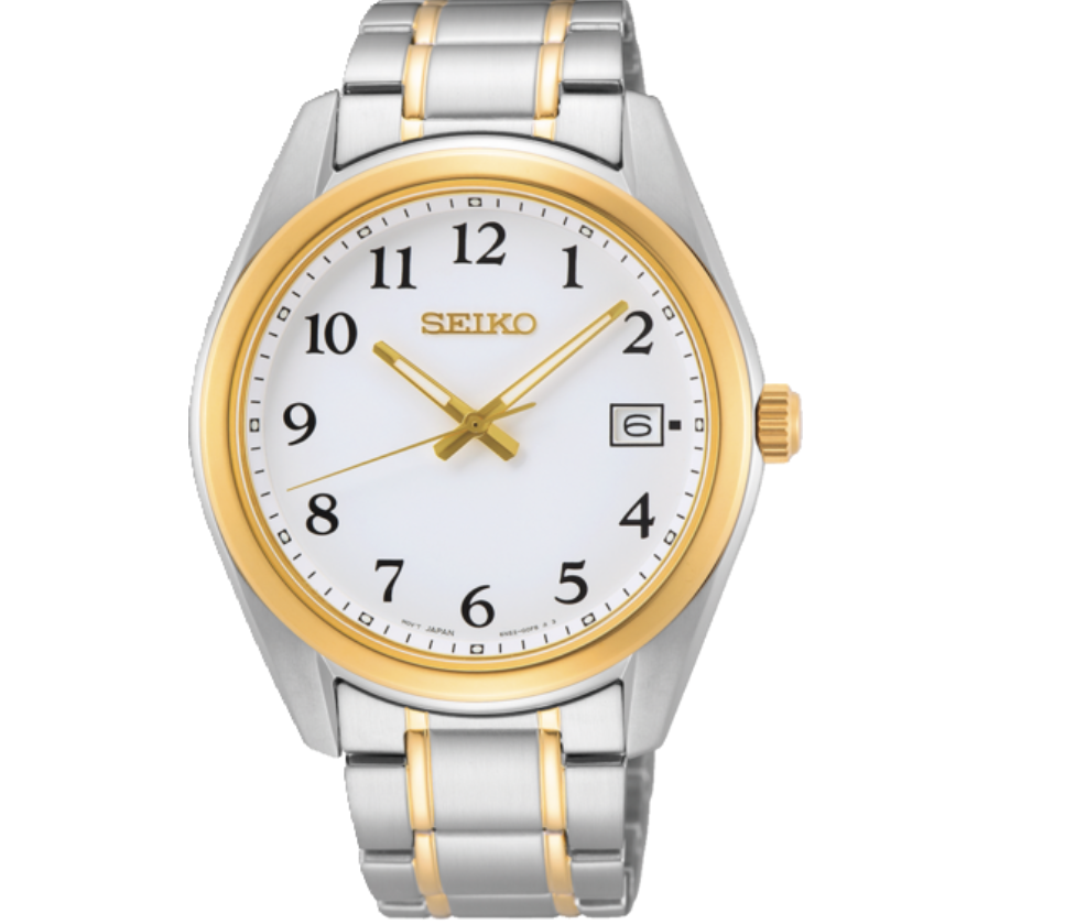 MENS SEIKO STAINLESS STEEL AND GOLD PLATED QUARTZ WATCH SUR460P1 — Garnier  The Jewellers