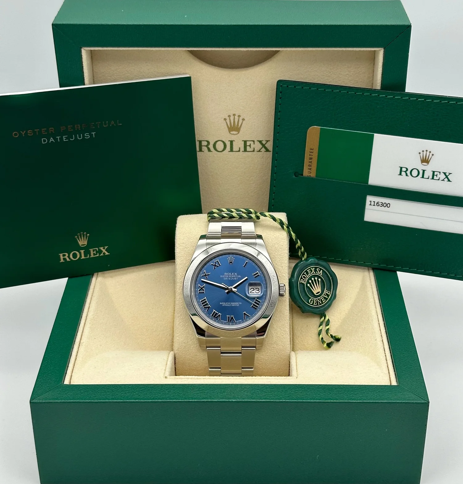 ROLEX OYSTER PERPETUAL DATEJUST II 41MM AZZURO BLUE DIAL STAINLESS 