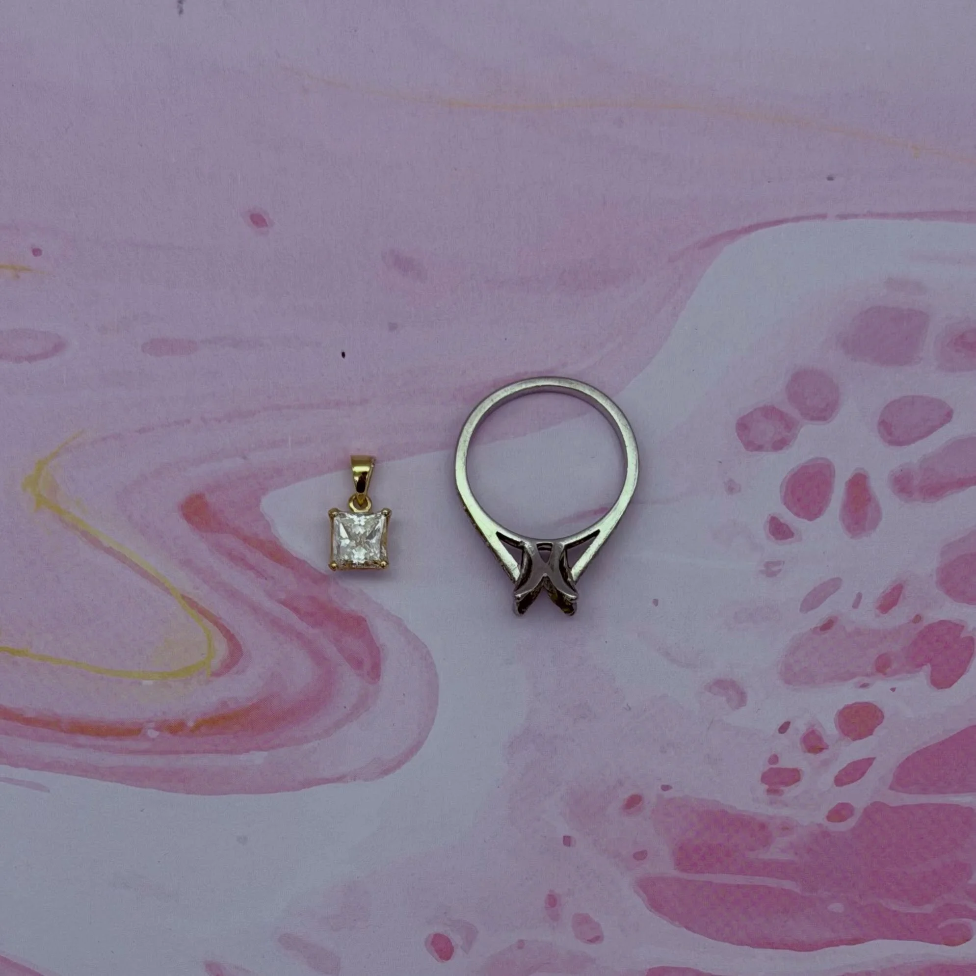 ✨Jewellery Remodelling Service✨Stunning eighteen carat yellow gold four claw set 1.0ct. princess-cut diamond single stone pendant with bail.

Crafted utilising the diamond from our customers existing ring. In turn, retaining the sentimental value. 

