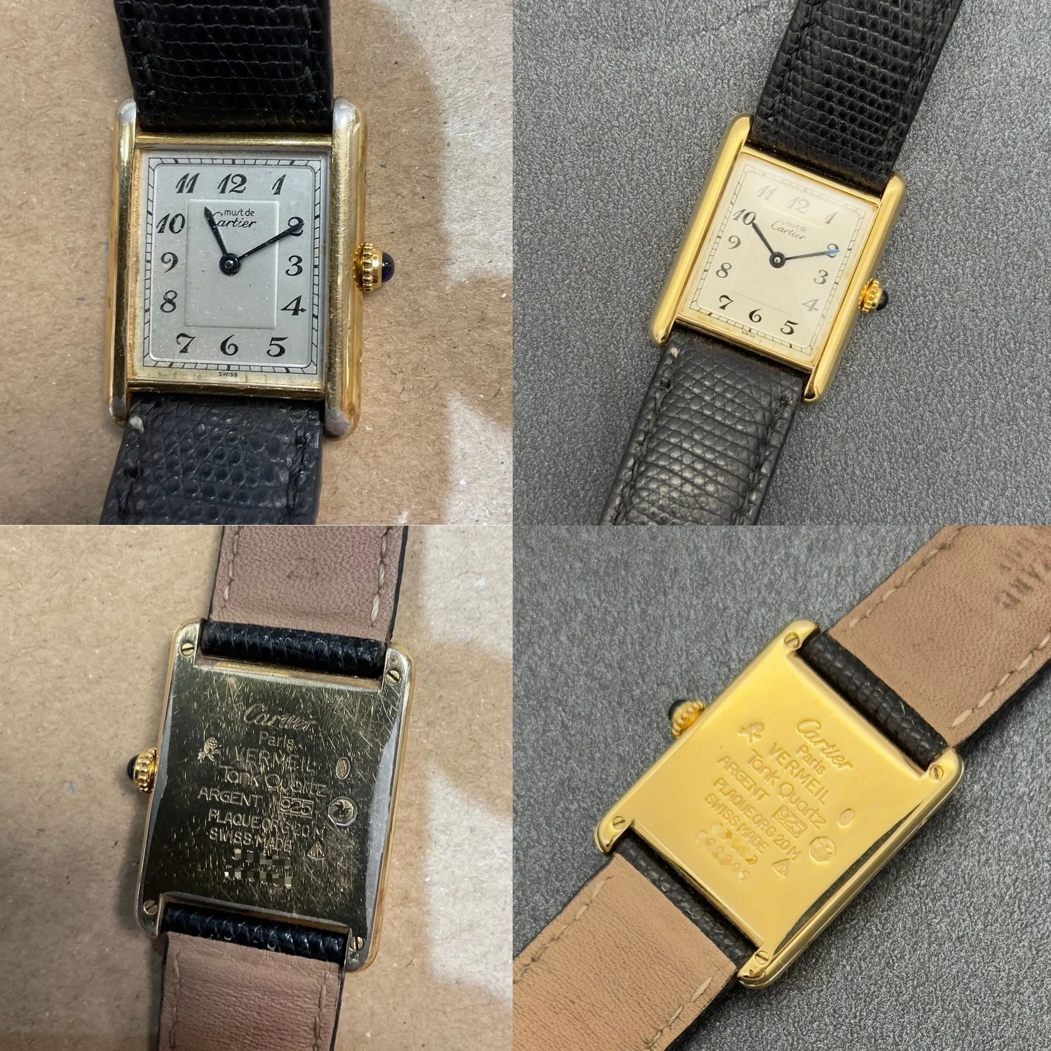 Cartier Watch Case Refurbishment carried out on this Silver Gold Vermeil Cartier Tank Watch. 

Amazing before and after transformation! ✨

Contact us today via 📞📧💻 or pop in to store to find out more about our Watch related services. We Service, R