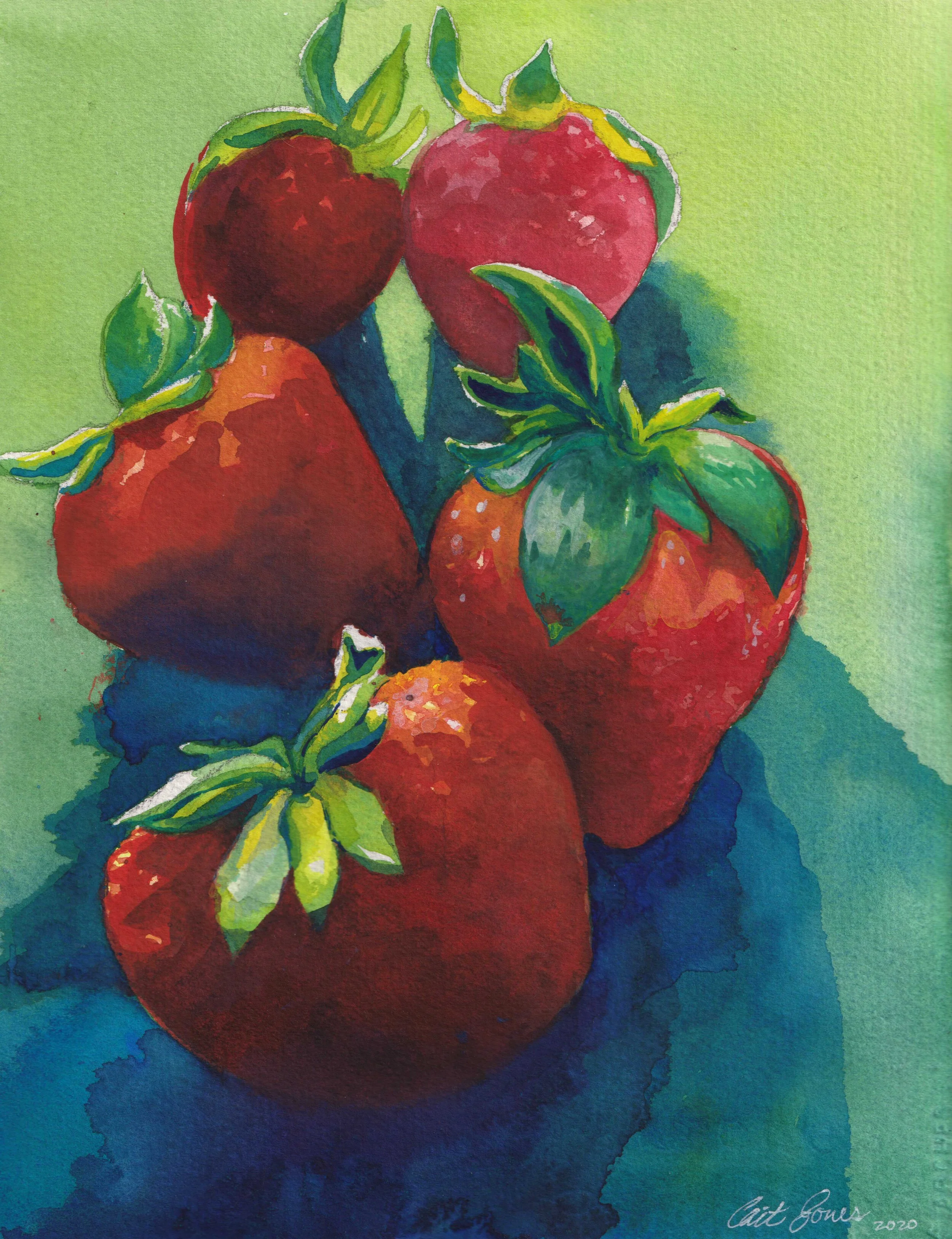 cait-jones-art-strawberry-watercolor