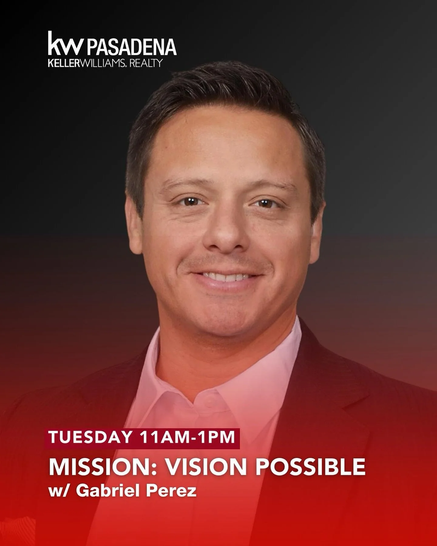 Mission: VISION POSSIBLE Tue Oct 7th 11:00am - 12:00pm KW Pasadena Cafe How to Craft a Mission &amp; Vision Strong Enough to Drive Your Goals Forward and Close More Deals.
We will teach you how to write your blueprint for Success.

Discovering your W