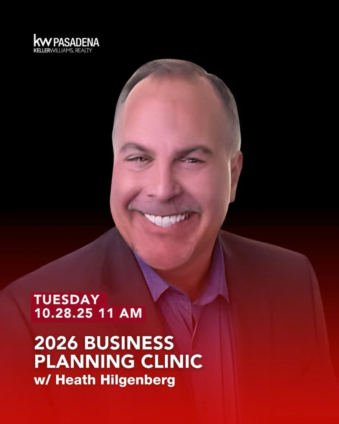 2026 BUSINESS PLANNING CLINIC
with HEATH HILGENBERG
ALIGN YOUR THINKING WITH THAT OF A MILLIONAIRE REAL ESTATE AGENT.
DISCOVER HOW TO IMPROVE YOUR PERFORMANCE.
DEVELOP A 1-YEAR BUSINESS PLAN TO GUIDE YOUR LEAD GENERATION, MONEY MANAGEMENT &amp; ORGAN