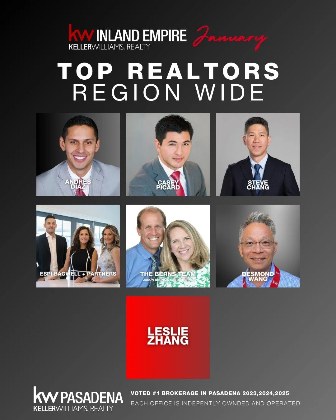 Excellence at every level. We&rsquo;re proud to recognize our region-wide award winners whose results reflect discipline, leadership, and an unwavering commitment to their clients and community.

Top Group Awards
	&bull;	Espi Bagwell + Partners
	&bul