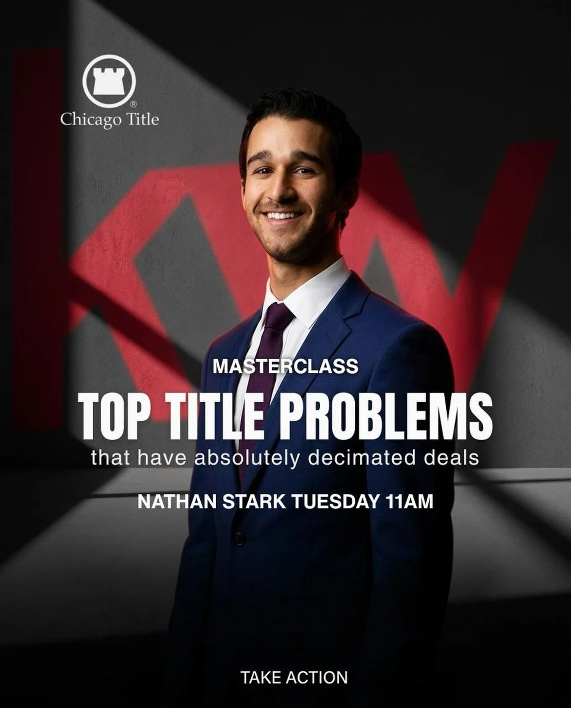 Join us Tuesday, April 7 at 11:00 AM for a Masterclass with Nathan Stark of Chicago Title at the KW Pasadena
Nathan will walk you through the top title problems that have decimated deals &mdash; what&rsquo;s inside a preliminary title report, the red