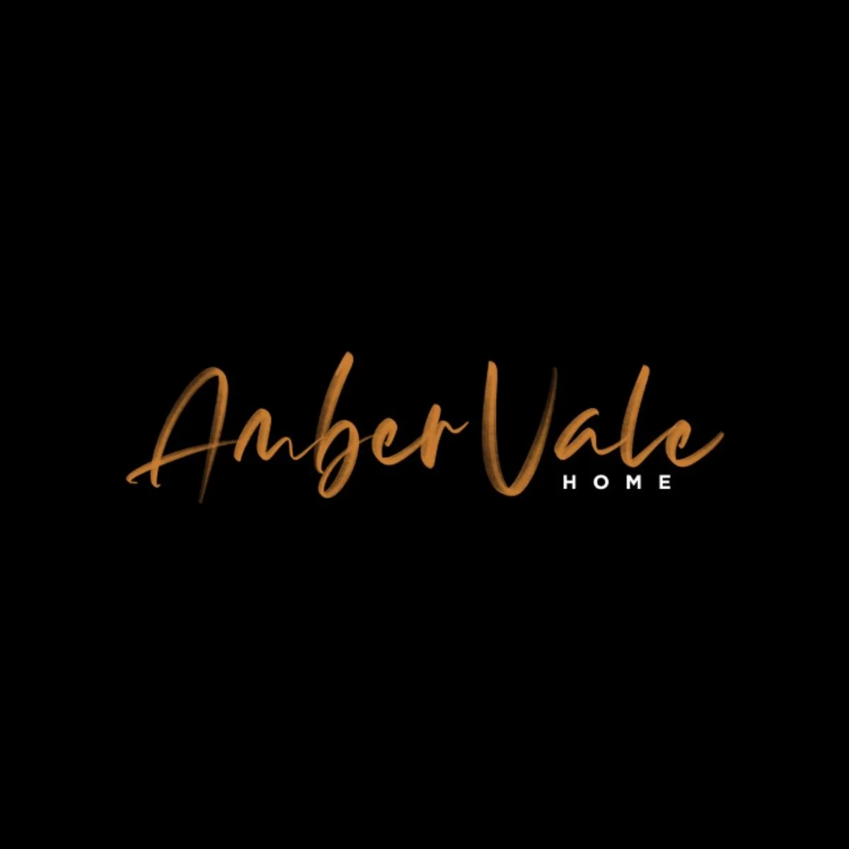 Amber Vale Home logo with a gold swoosh above the name
