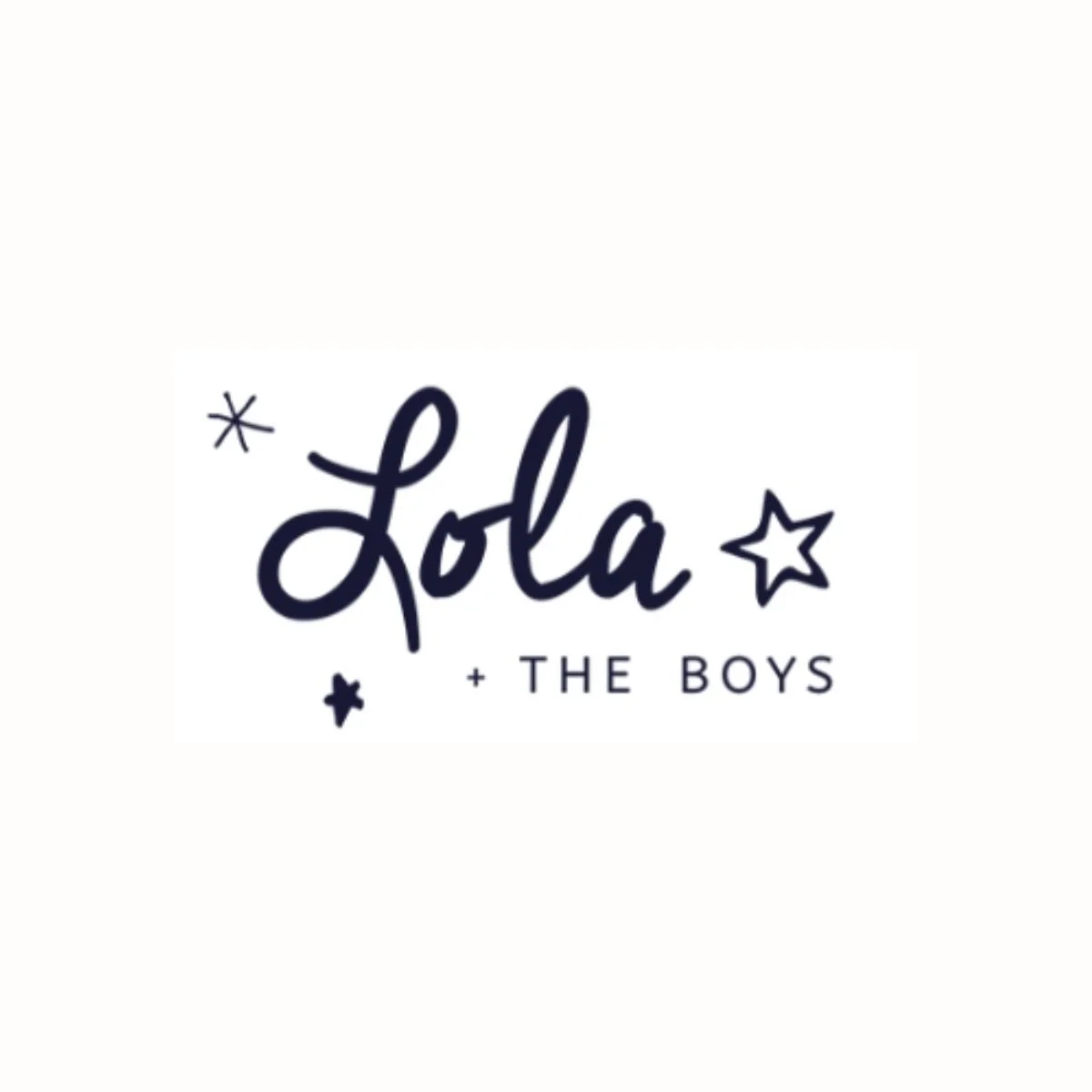 Text saying 'Lola + The Boys' with star illustrations.