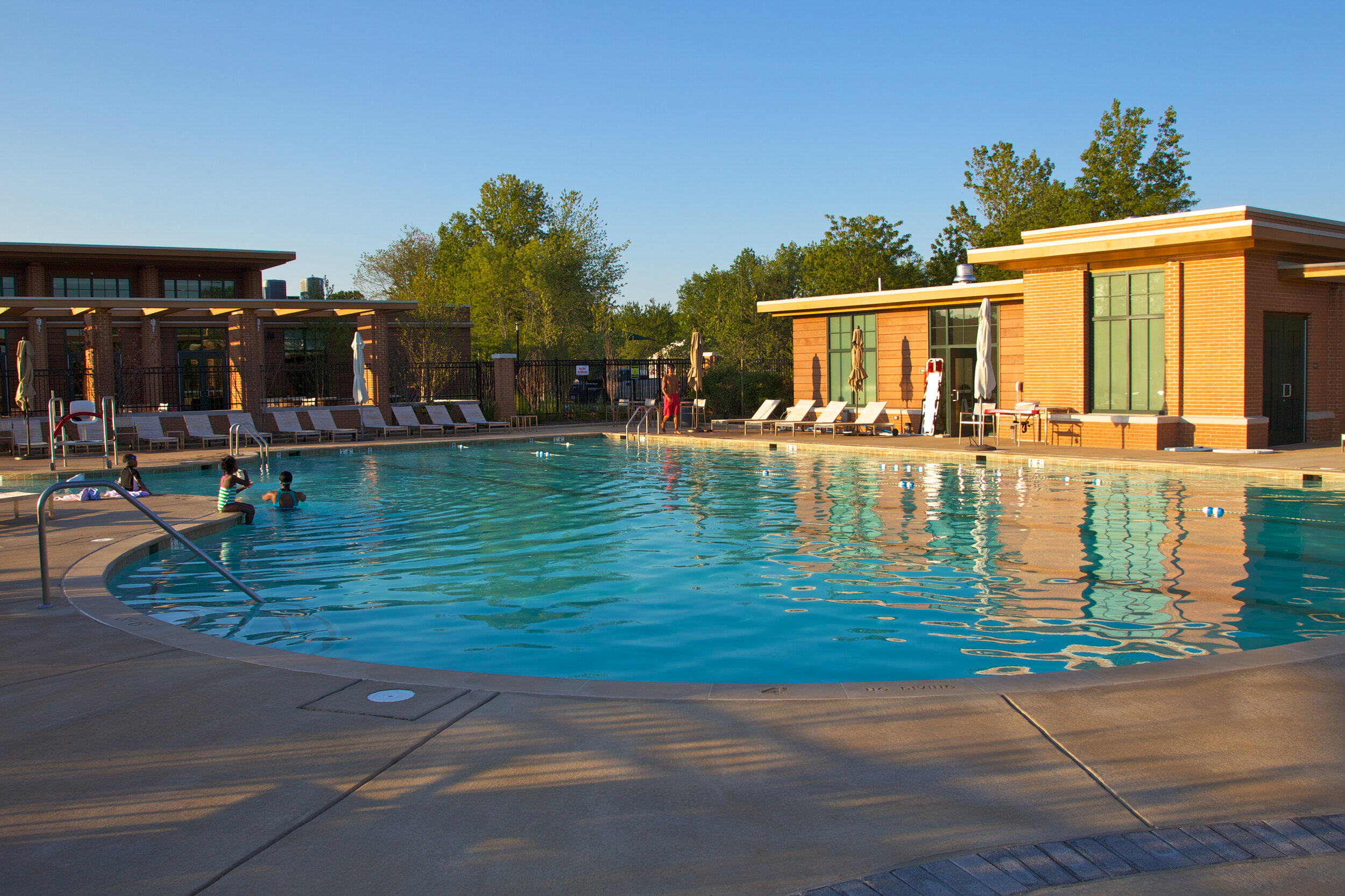 The sleek resort-style pool at Belvoir. 